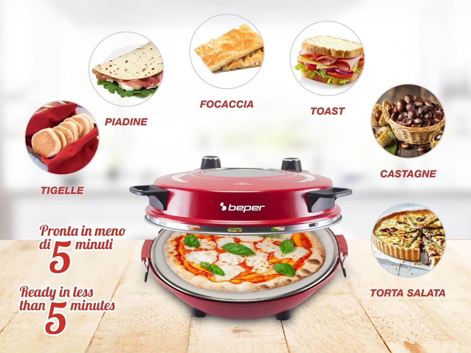 Beper Pizzaofen Beper P101CUD301 Pizzaofen mit Bullauge – Bild 4 von 5