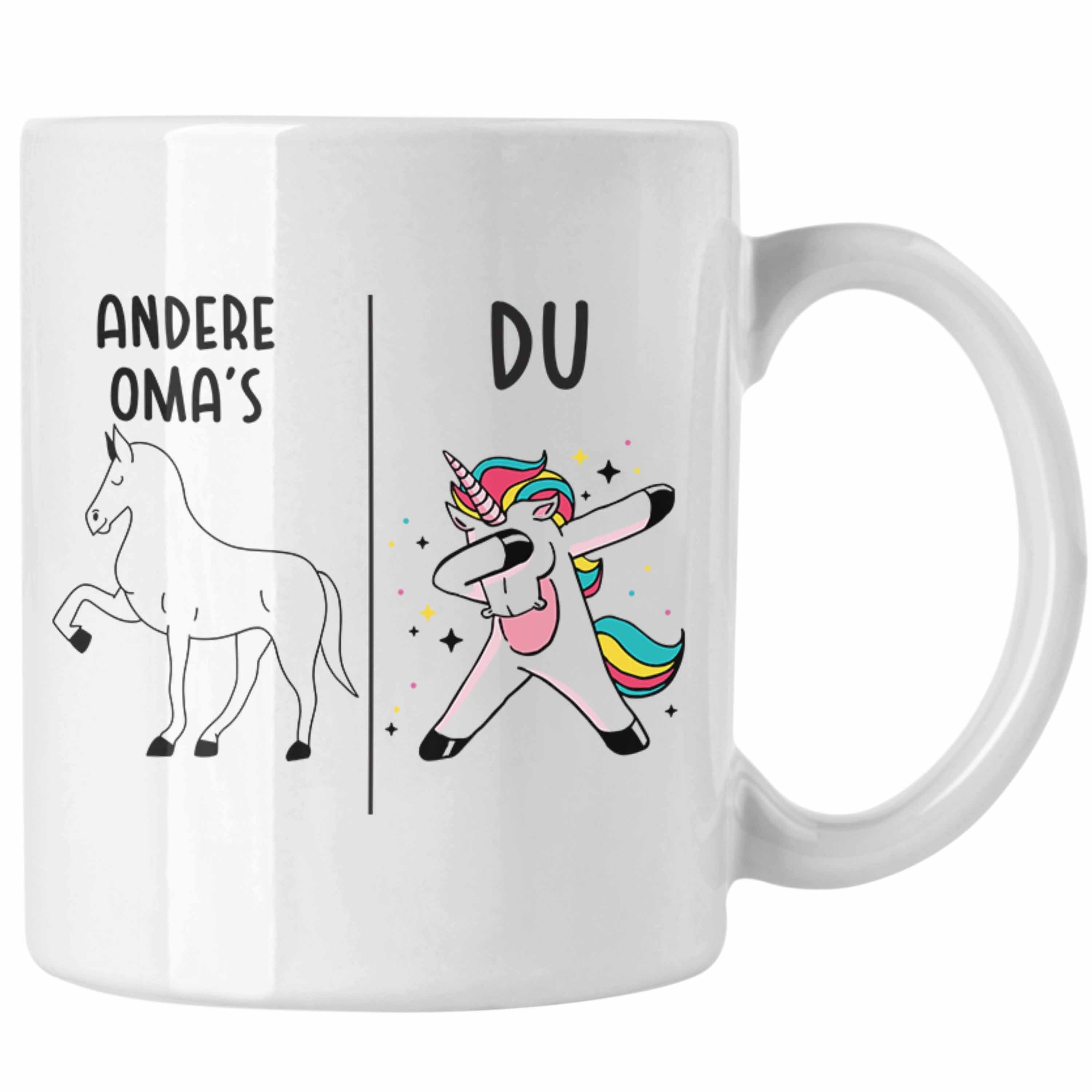 Tasse mit Lustig Tasse Weiss Oma - Trendation Großmutter Einhorn Kaffeetasse Spruch Trendation Beste Geschenk