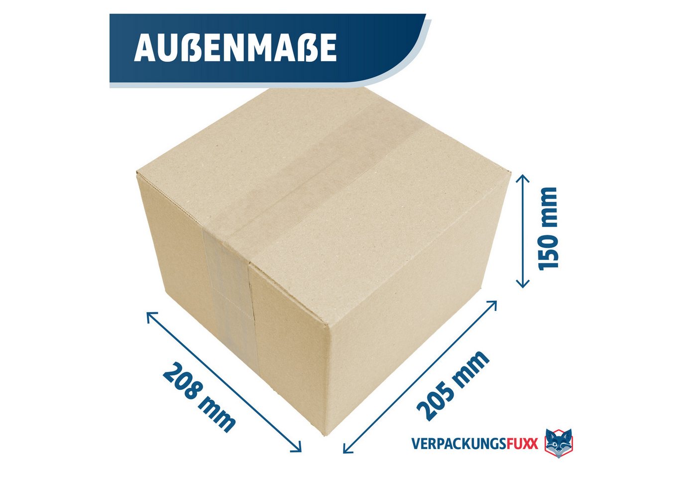 Thumbnail - VERPACKUNGSFUXX Karton Faltkarton 21 x 20,5 x 15 cm, 20 Stk., stabiler Versandkarton, 1-wellig, Päckchen