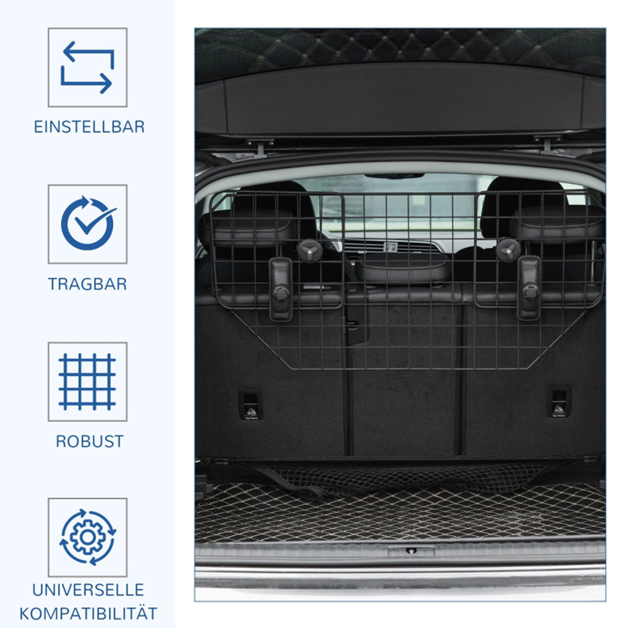 MC Star Hundegitter Hundeschutzgitter Auto Universal Kofferraumgitter 90-120 cm (verstellbar Metall) – Bild 3 von 5