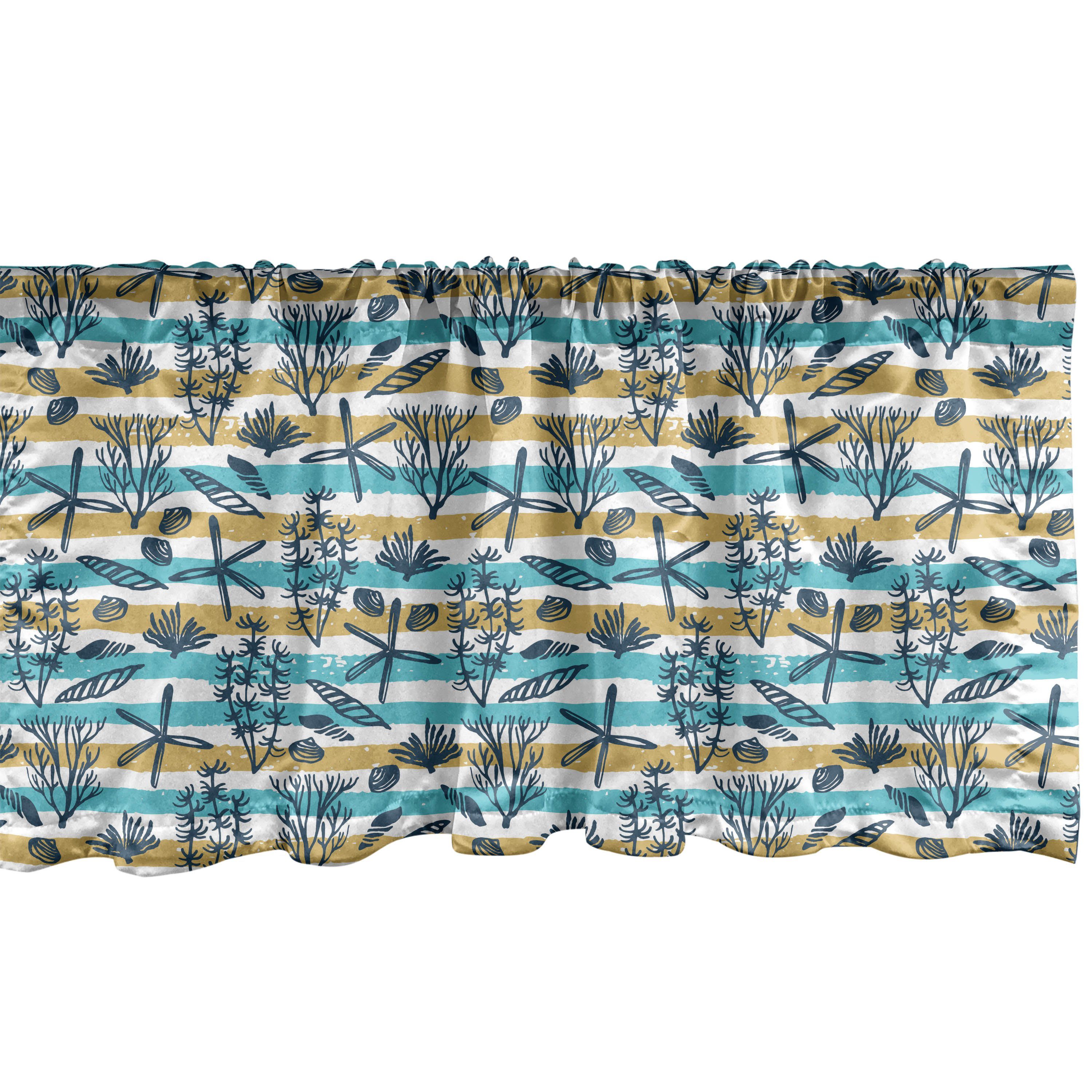 Scheibengardine Vorhang auf Schlafzimmer Dekor Stripes Küche Volant Abakuhaus, Microfaser, mit für Bürste Unterwasser- Stangentasche, Shells