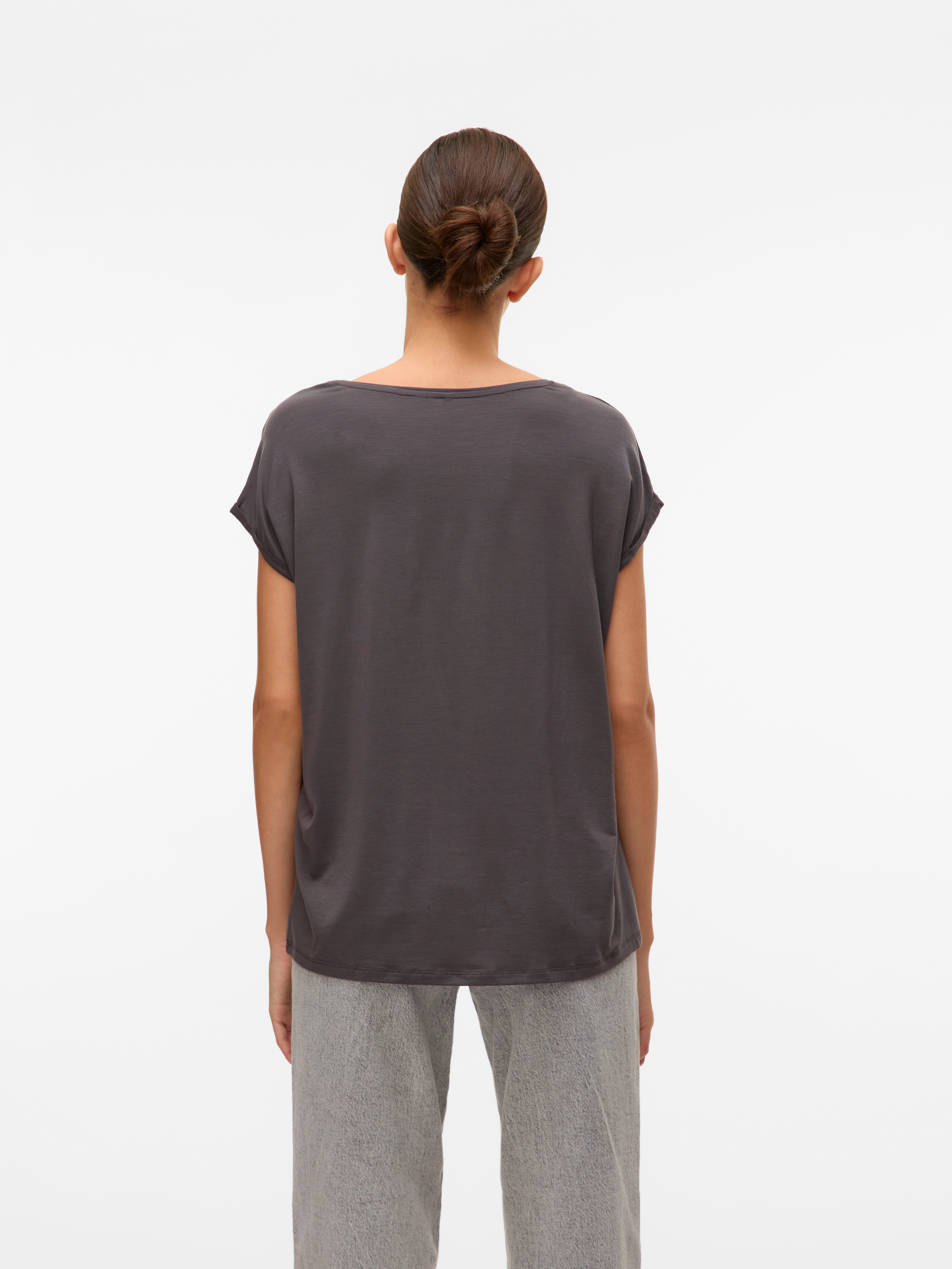 Vero Moda Rundhalsshirt VMAVA PLAIN SS TOP GAJRS NOOS Materialmix, regular fit