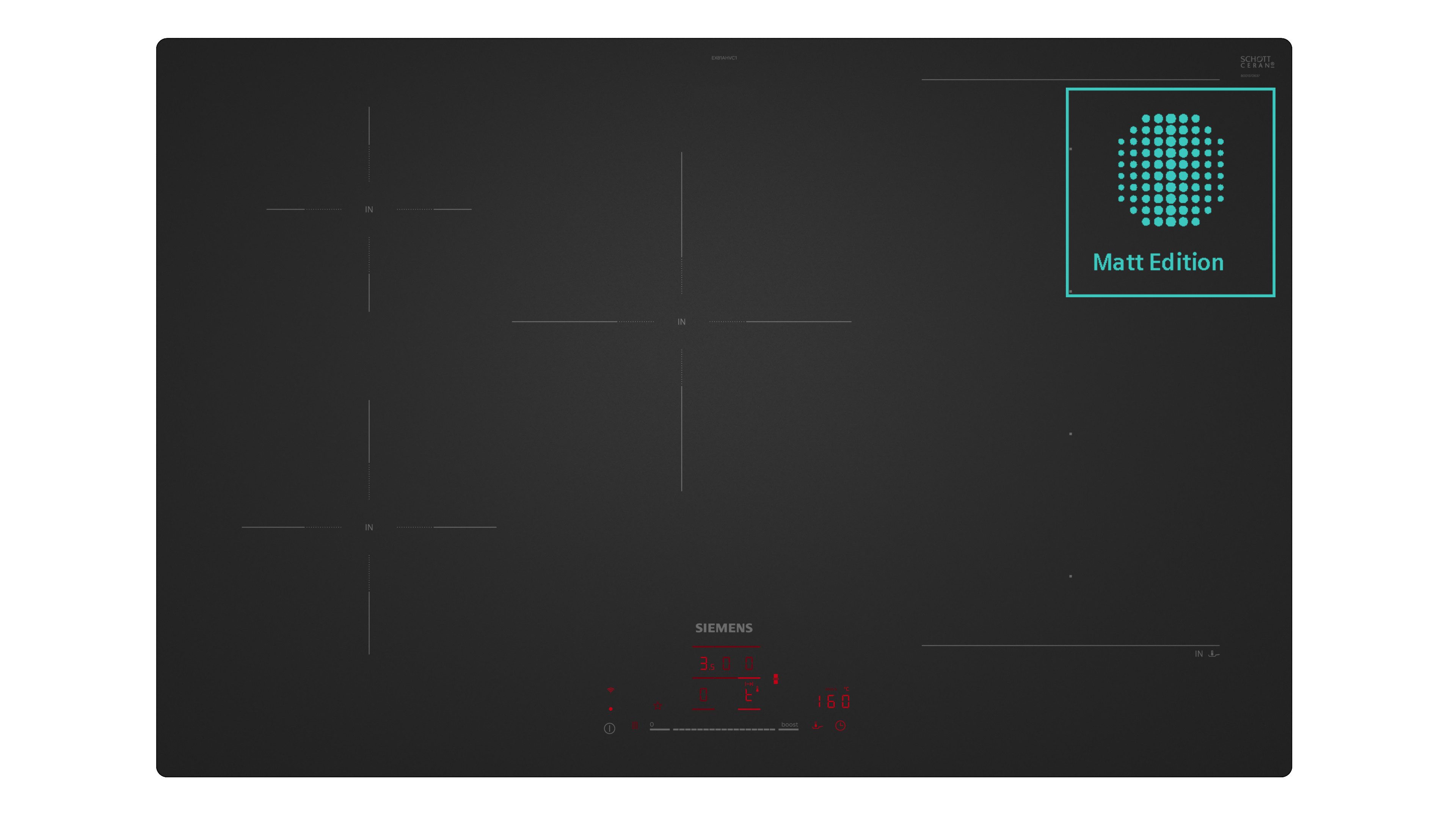 SIEMENS Induktions-Kochfeld iQ700 EX81AHVC1E, Mattes varioInduktion Kochfeld für mehr Flexibilität beim Kochen.