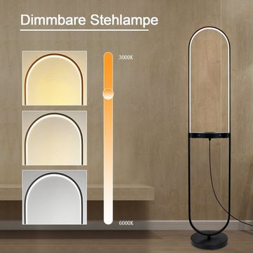 ZMH LED Stehlampe Modern Design Dimmbar Standleuchte mit Regal, Mit wireless Ladenfuntion, LED fest integriert, Tageslichtweiß, Mit wireless Ladenfunktion