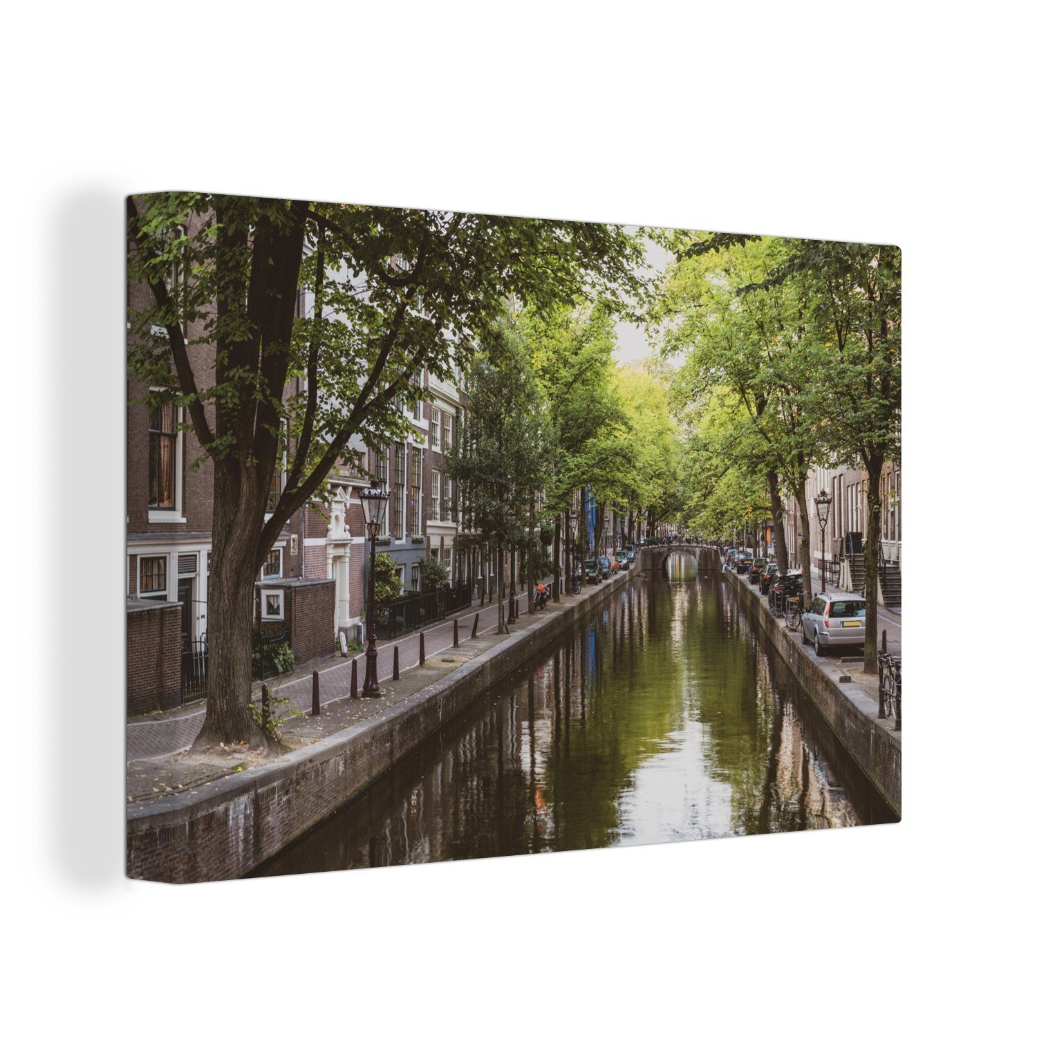 OneMillionCanvasses® Leinwandbild Ruhe und Frieden an der Amsterdamer Prinsengracht, (1 St), Wandbild Leinwandbilder, Aufhängefertig, Wanddeko, 30x20 cm