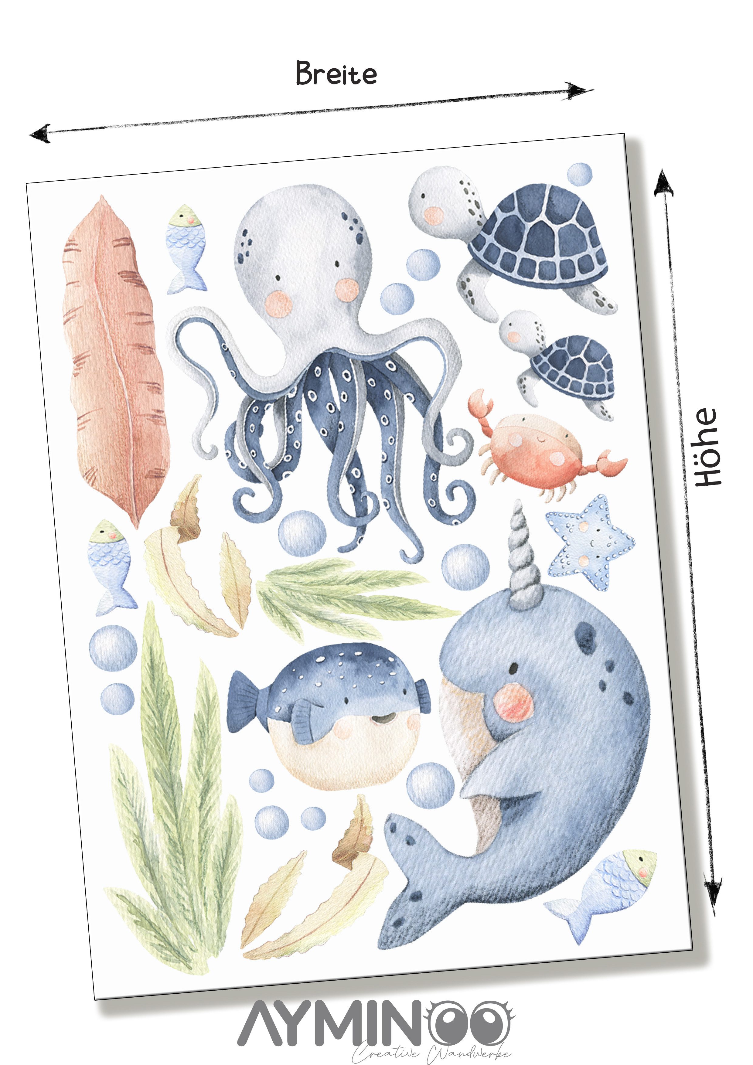 AYMINOO Wandtattoo Meereswelt Pflanzen Aquarell Unterwasser günstig online kaufen