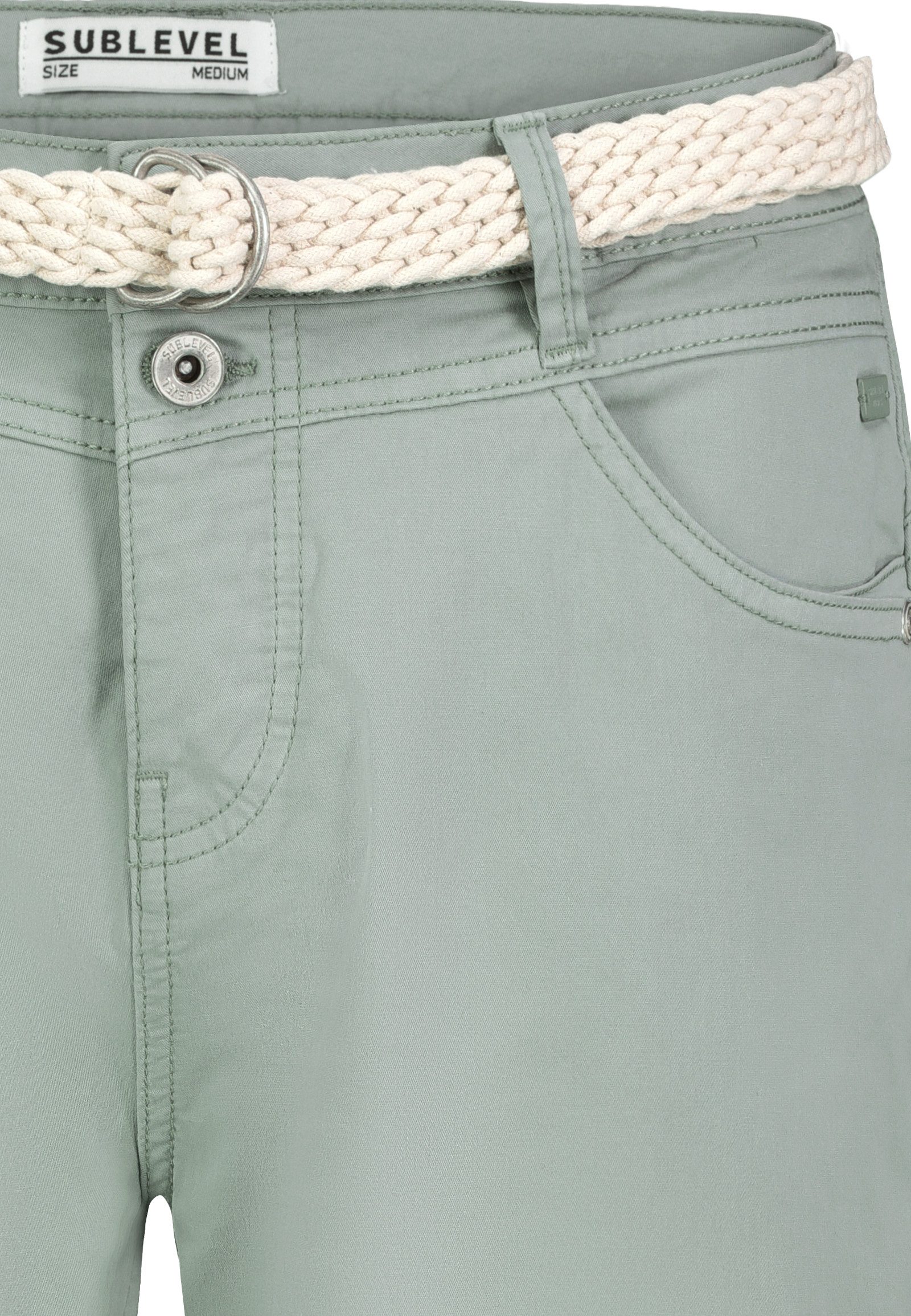 SUBLEVEL Bermudas Damen Shorts mit Gürtel Stretchshorts, schmaler Flechtgürtel