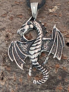 Kiss of Leather Kettenanhänger großer Drachen Drache Dragon Fantasy Anhänger aus Edelstahl