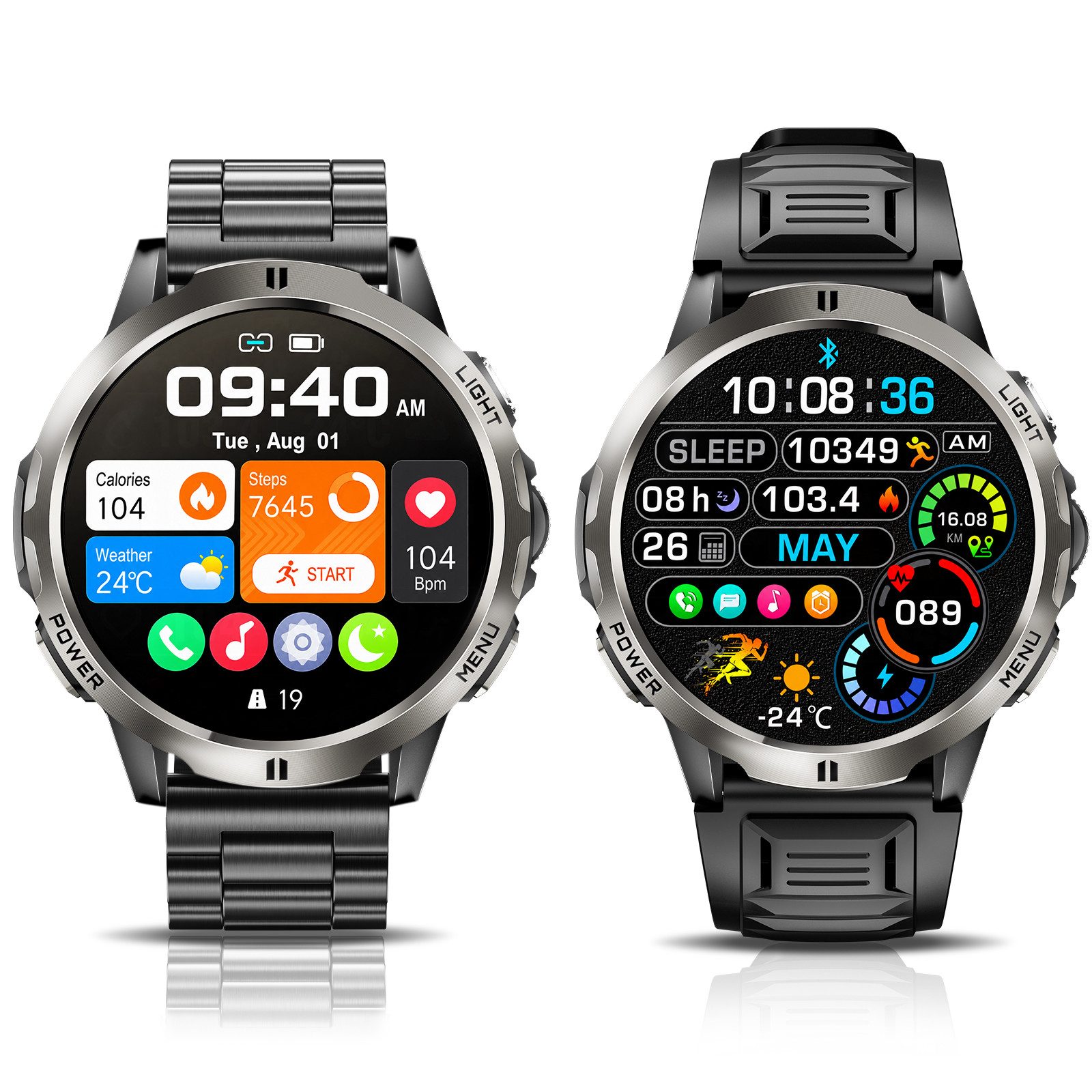 Whraills 2026 Herren Militär-Smartwatch mit 1,85" AMOLED und 75 Tagen Standby Smartwatch, Herren-Fitnessuhr, mit IP68+5ATM, 24/7 Herzfrequenz, SpO₂, Blutdruck & – Bild 2 von 5