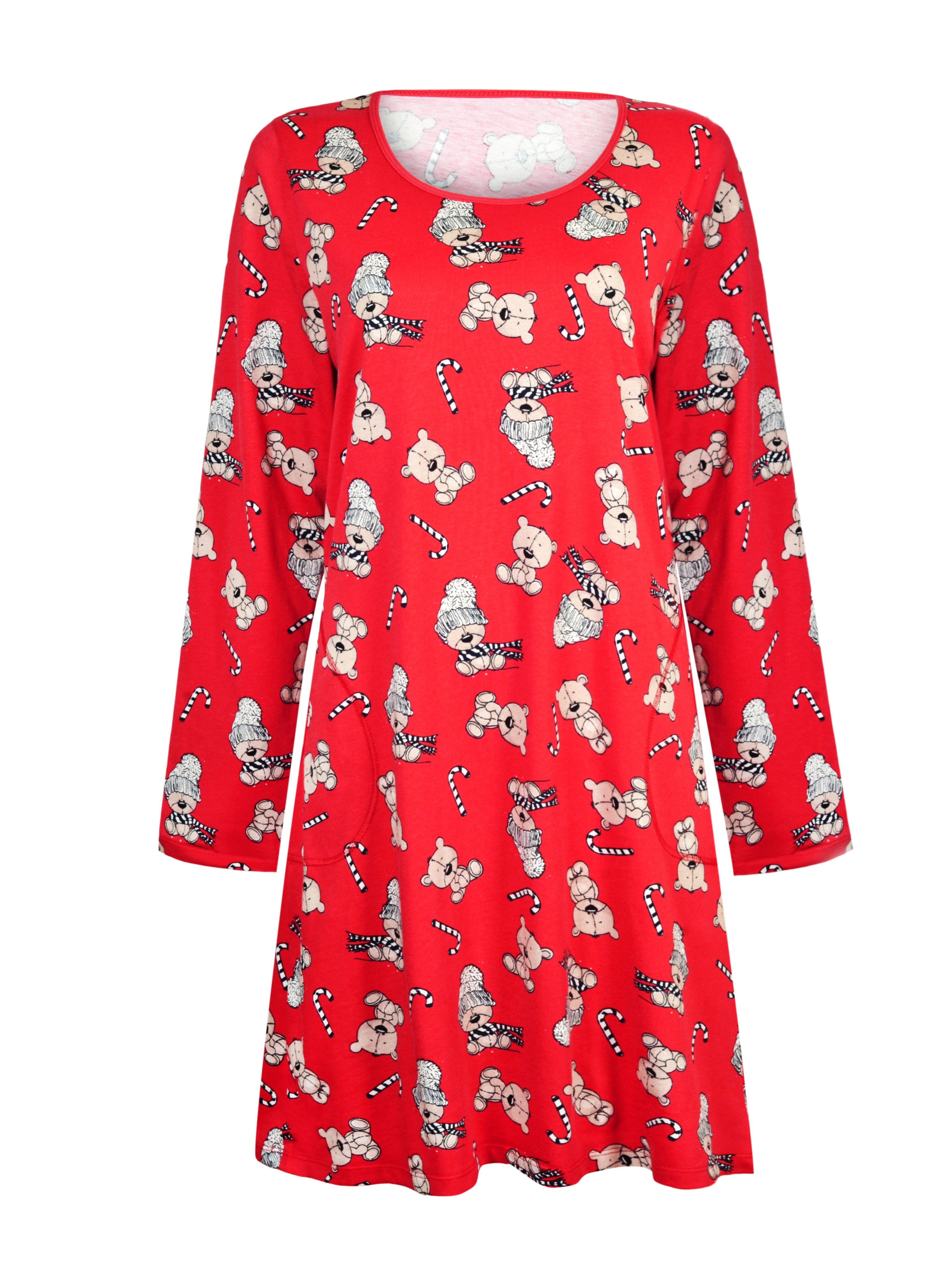Donna Nachthemd Damen Weihnachten Weihnachtsdruck BÄR, reine Baumwolle günstig online kaufen