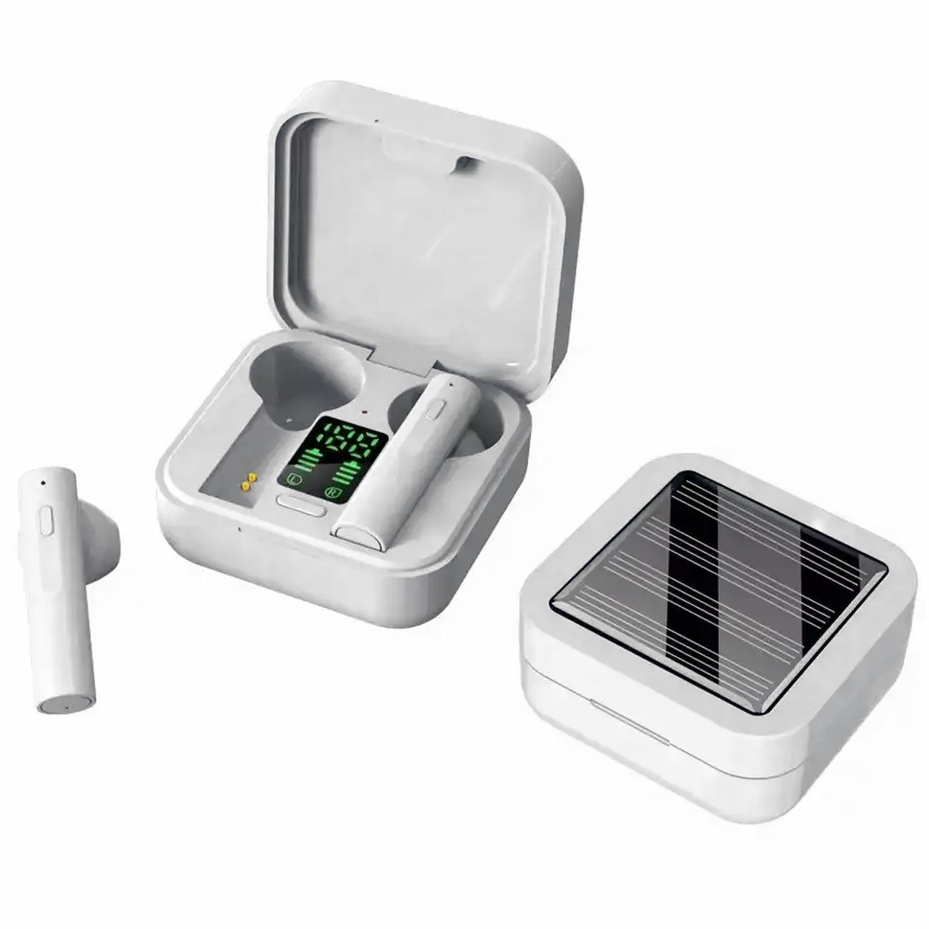 Denver True Wireless In-Ear Kopfhörer, Solar-Ladecase, Bluetooth 5.0, Weiß wireless In-Ear-Kopfhörer (Bluetooth 5.0 In-Ears mit Touch-Control & Solar-Case)