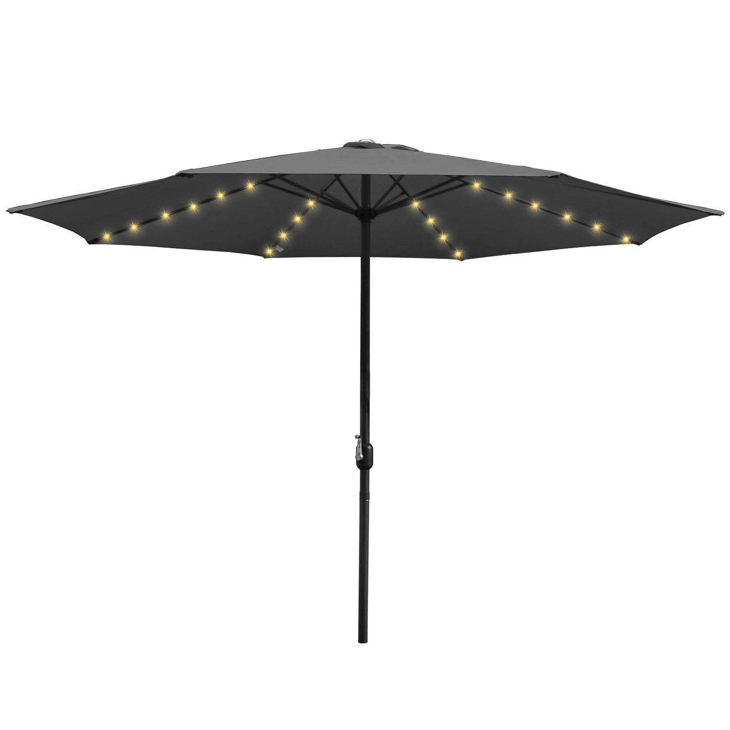 Sonnenschirm Ø3.5m Gartenschirm LED Ampelschirm Marktschirm Strandschirm UV Grau