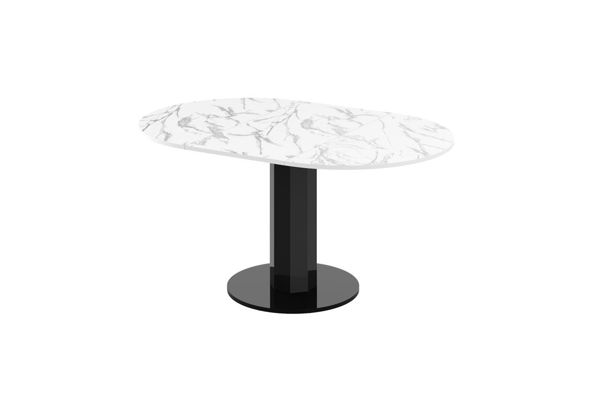 Schwarz HES-111 rund 100-148cm ausziehbar oval Esstisch designimpex Design Natur - Esstisch Eiche Hochglanz Tisch Hochglanz