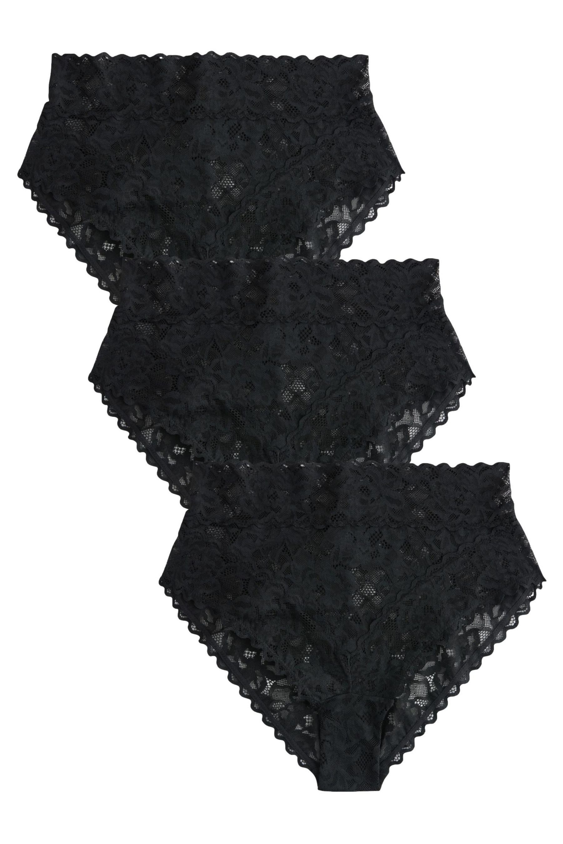 Slip Hochbund-Spitzenslips, 3er-Pack, hoher Beinschnitt