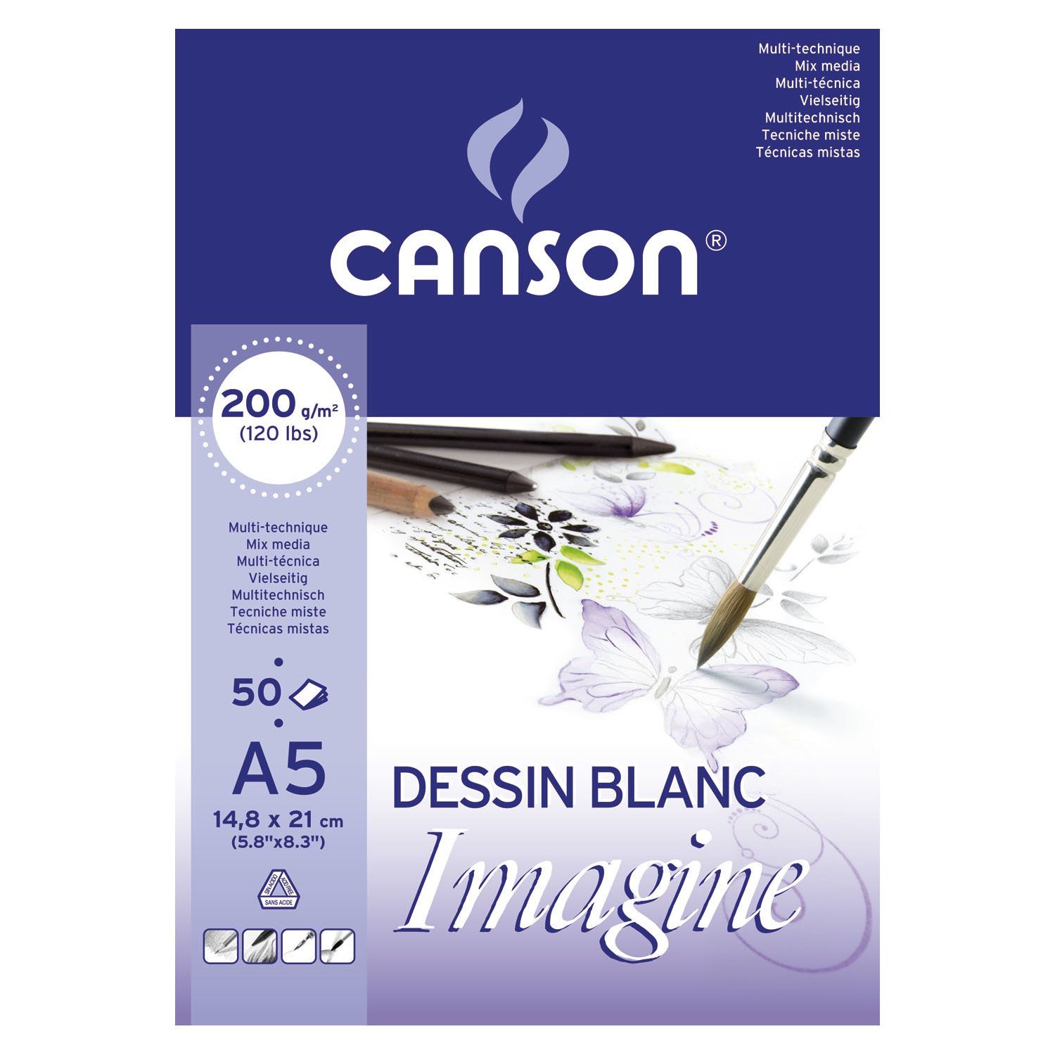Notizbuch CANSON 200 g/qm Imagine, DIN A5, Skizzenblock canson