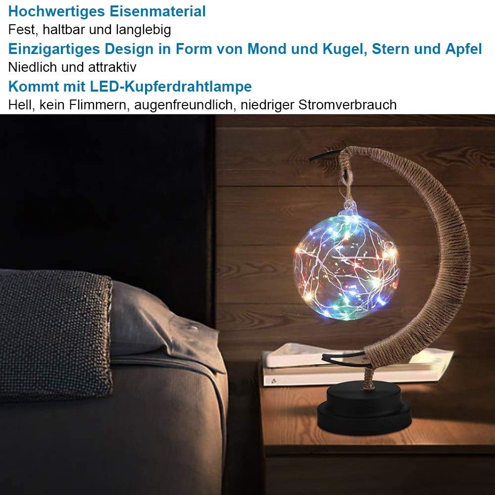 Lila, mit USB-betrieben, Glas Warmes Dekolicht Rosnek Kupferdraht, LED Blau, Nachtlicht, Weiß, Dekolicht, Ball LED Led Mehrfarbig