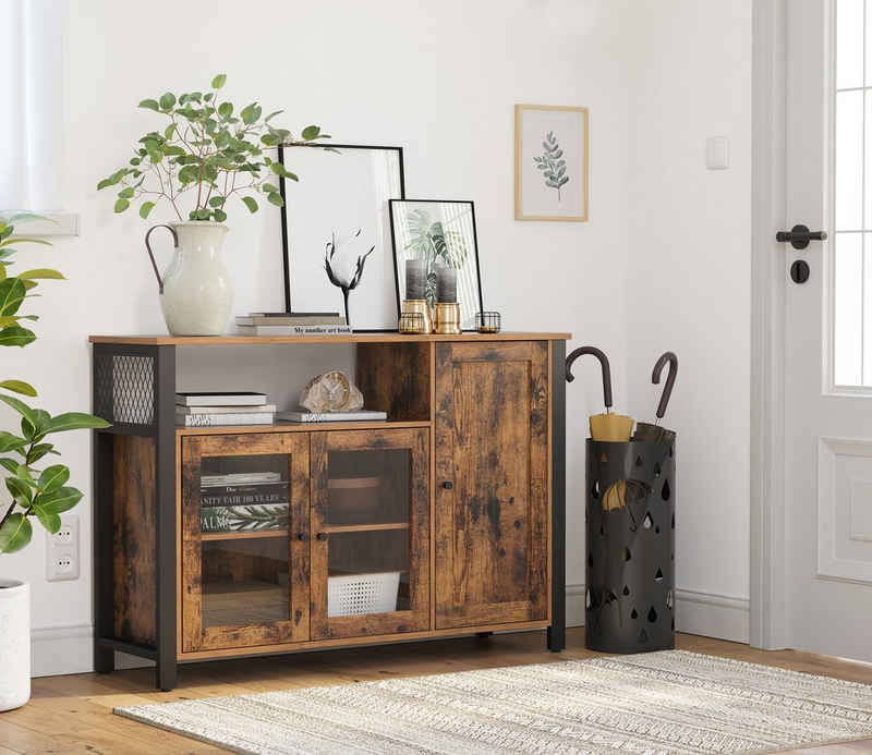 VASAGLE Sideboard Küchenschrank, Kommode, 110 x 33 x 75 cm, mit 3 Türen