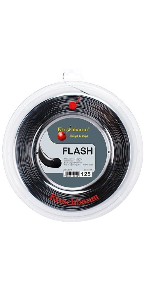Kirschbaum Tennissaite Flash (Haltbarkeit+Power) schwarz 200m Rolle, Saitendicke: 1.20