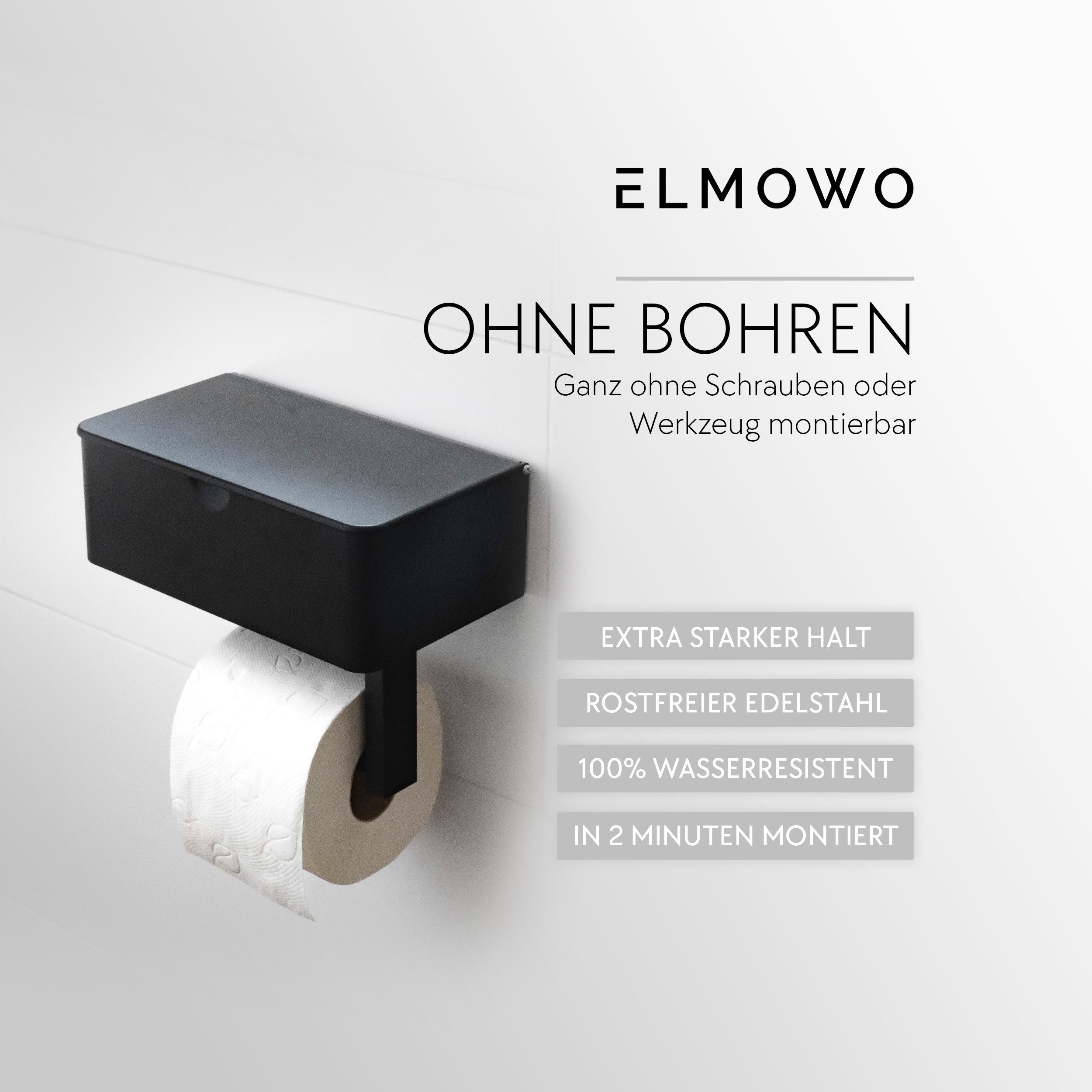 ELMOWO Toilettenpapierhalter ohne Bohren mit Fach günstig online kaufen