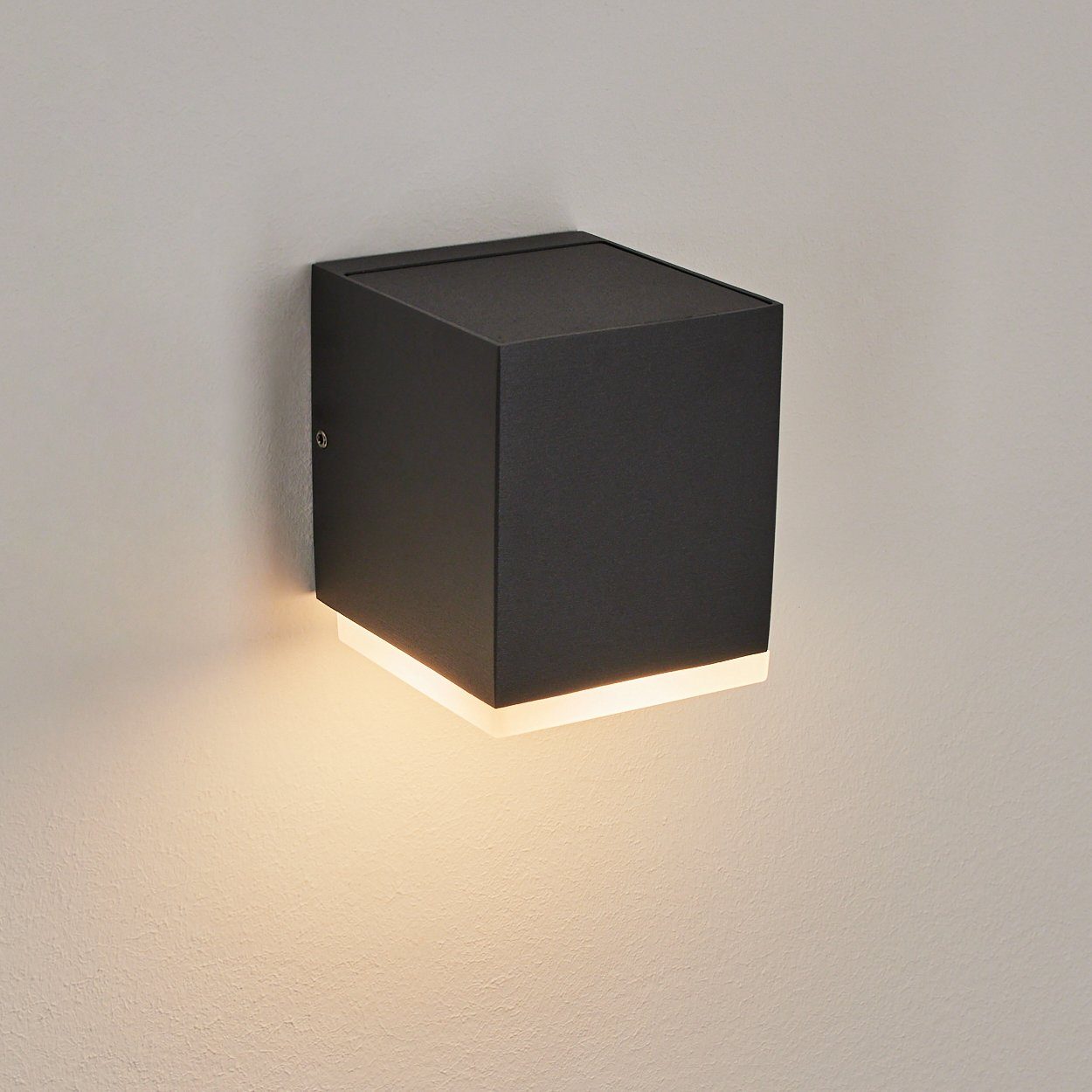 hofstein Außen-Wandleuchte Lichteffekt, IP54 Kelvin, m. 3000 in LED Lumen, 550 Wandlampe aus »Vignacastrisi« Metall/Kunststoff Anthrazit/Weiß