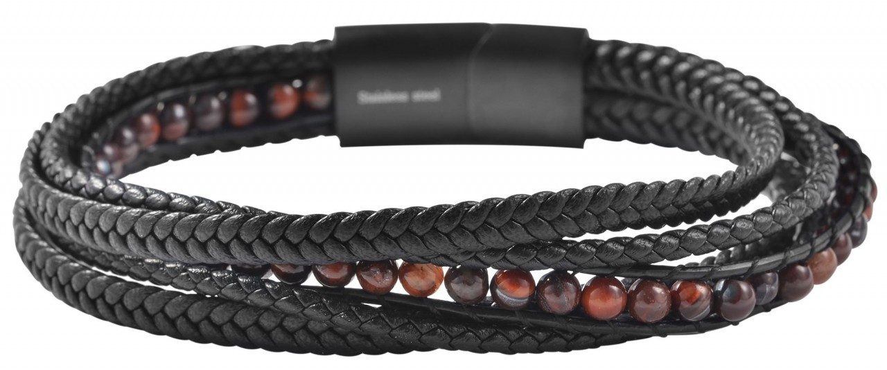 Adelia´s Edelstahlarmband Unisex Armband aus Edelstahl mit Tigerauge