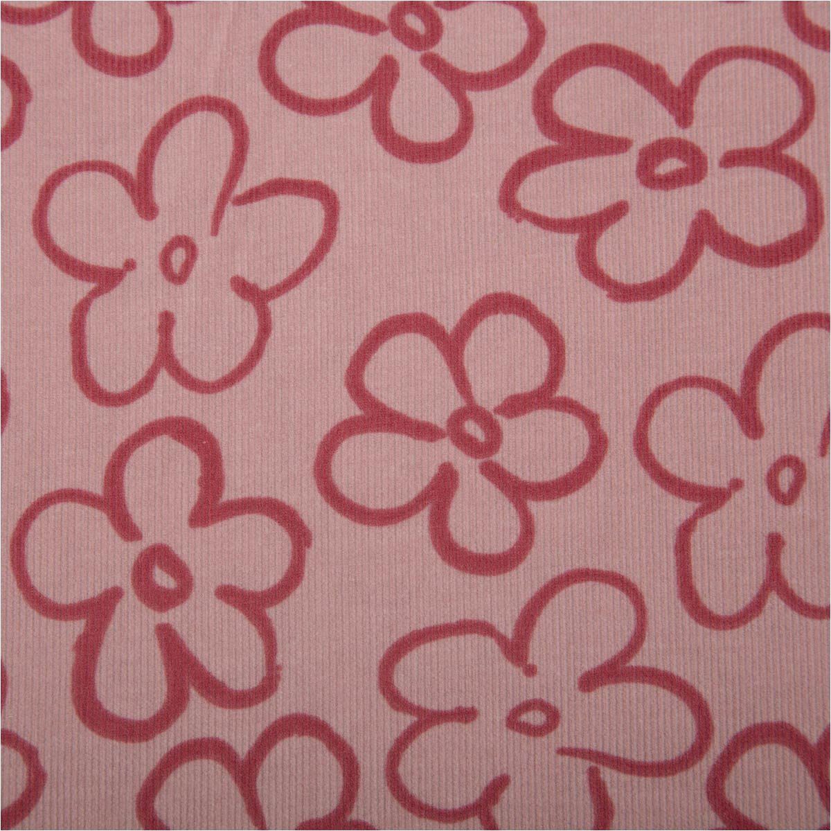 Stoff Feincord Stoff Meterware Baumwolle Blüten rosa –, breit 1,44m