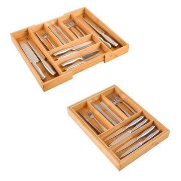 Homfa Besteckkasten Schubladeneinsatz Besteckeinsatz Bambus, ausziehbar, 7 Fächer