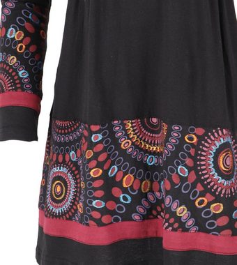 Guru-Shop Midikleid Baumwoll Minikleid Boho chic, Langarm Tunika -.. alternative Bekleidung