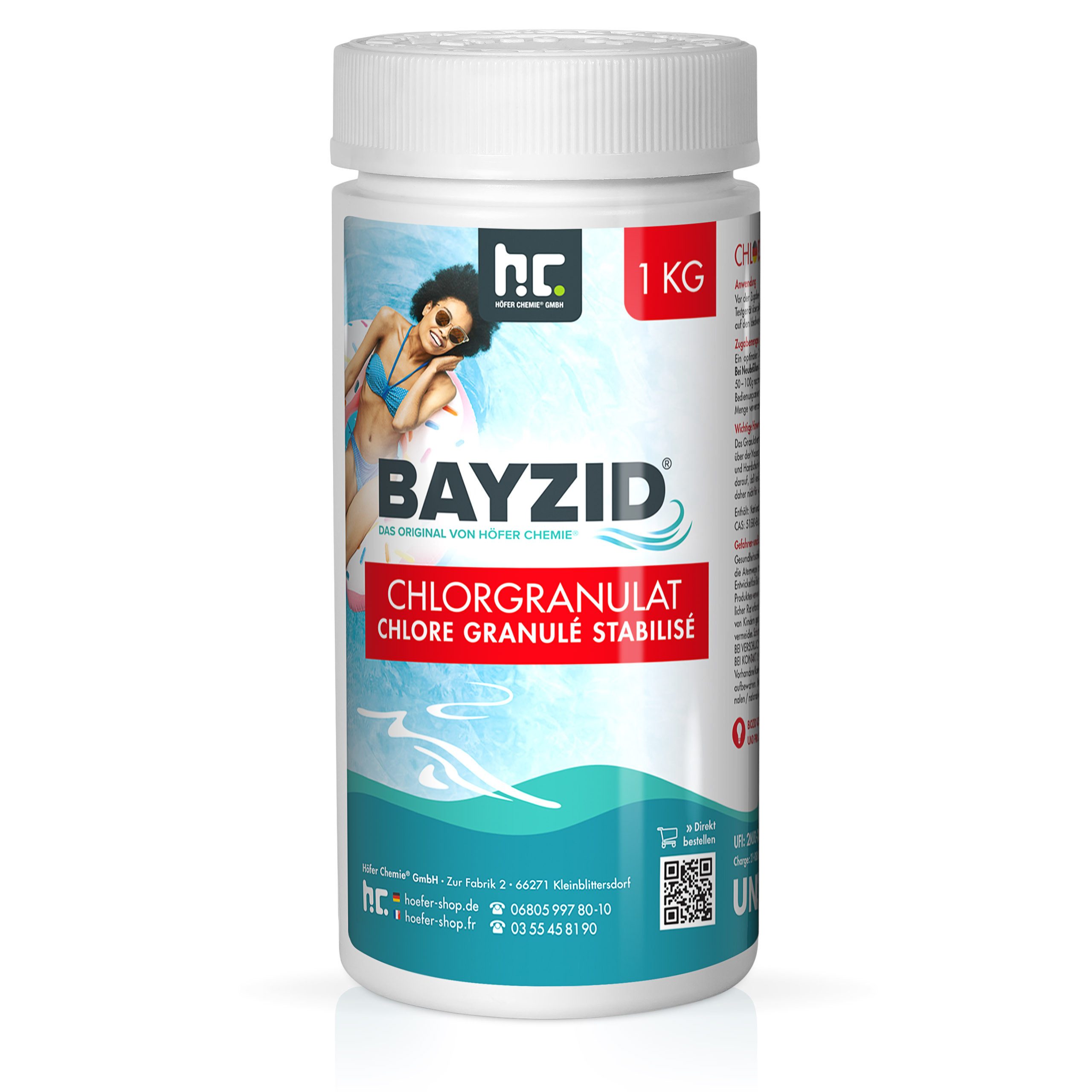 Höfer Chemie GmbH Chlorgranulat 1 kg BAYZID® Chlorgranulat für Pools, Effektive Desinfektion für klares Poolwasser