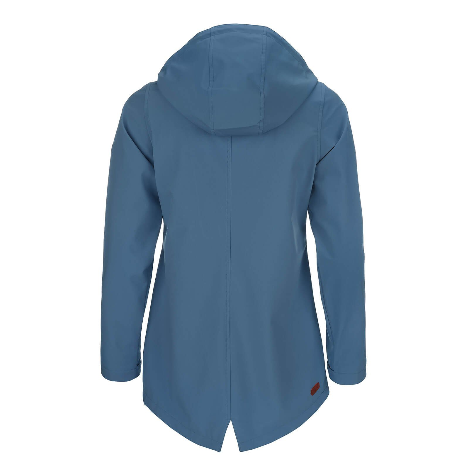 modAS Softshelljacke Damen Softshell-Mantel rauchblau - mit Kapuze Regenjacke Unifarben Jacke Outdoor