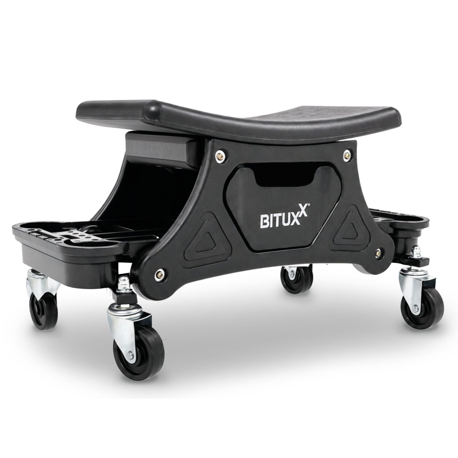 Bituxx Hocker rollbar mit Ablagen Schwarz (MS-20005)