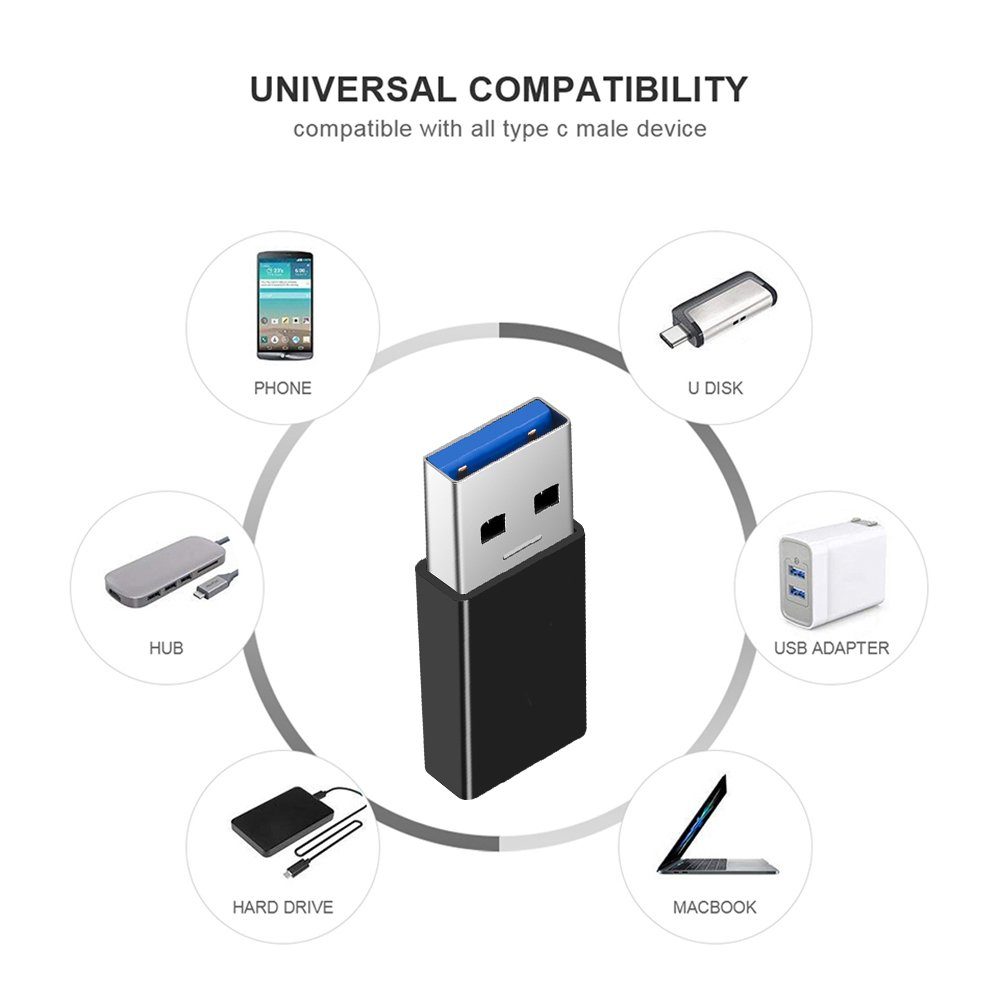TradeNation USB Adapter Stecker USB C OTG Ladeadapter Konverter USB A auf USB C Smartphone-Adapter USB 3.0 Typ A zu USB-C, Plug and Play OTG USB 3.0