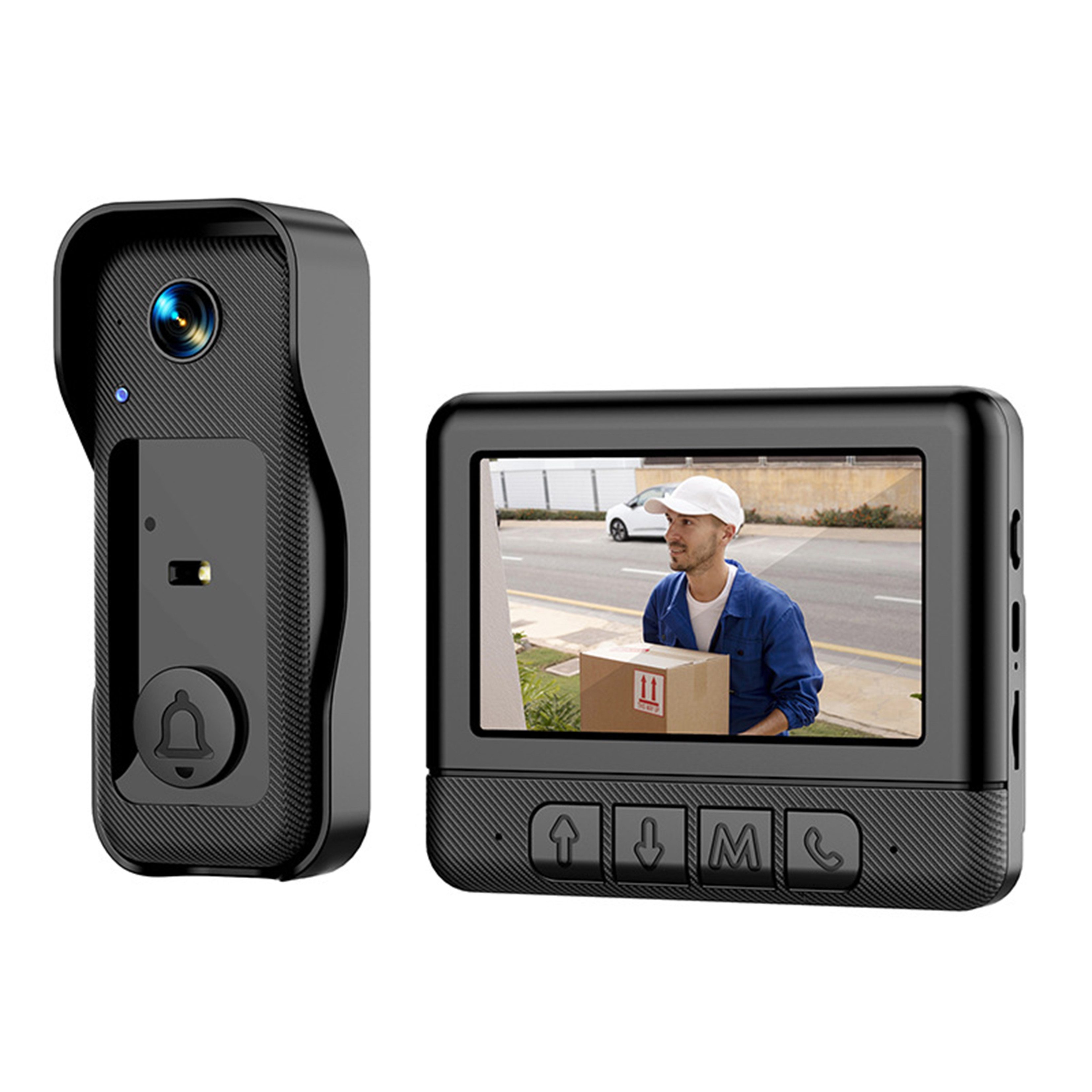KINSI Video-Türsprechanlage Intelligente Video-Türklingel mit 4,3-Zoll-Innenmonitor (Komplettset aus Außenklingel + Innenmonitor, Nachtsicht,130° Weitwinkel,bidirektionaler Audiokommunikation)
