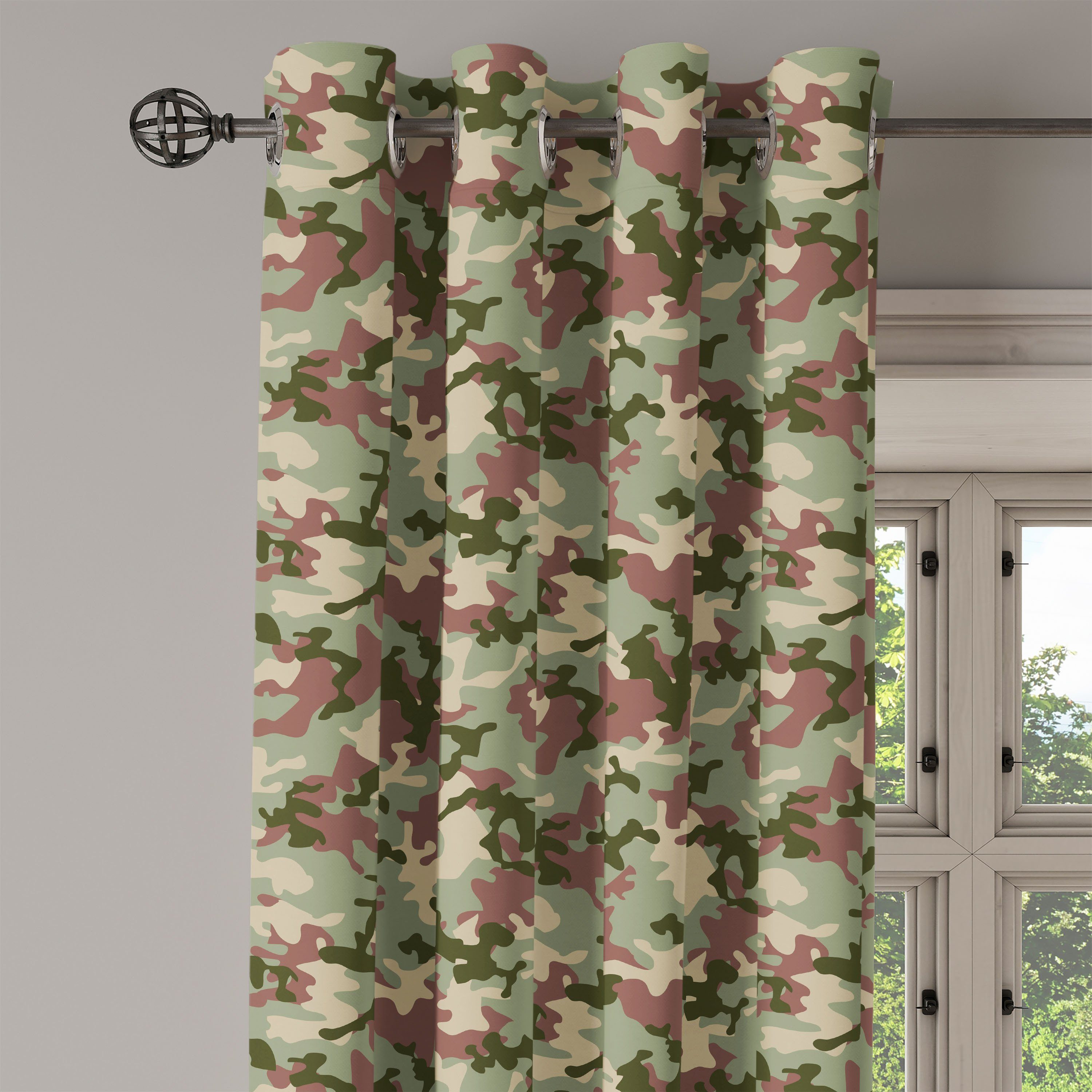 in Abakuhaus, Camo Forest für Schlafzimmer Wohnzimmer, Gardine Muster 2-Panel-Fenstervorhänge Dekorative Farben