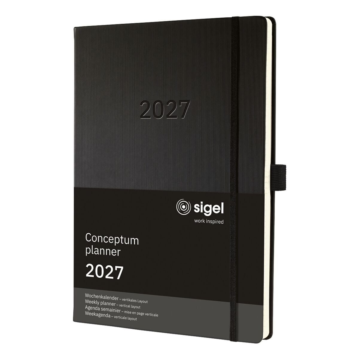 Sigel Buchkalender Conceptum 2027 Hardcover, 1 Woche = 2 Seiten, inkl. Stickerbogen