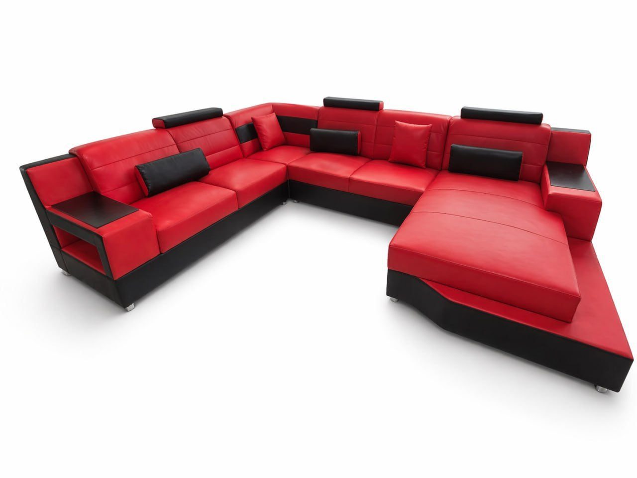 Xlmoebel Wohnlandschaft Milano Deluxe Leder Design Rot Schwarz Komfort Premium Plus Sofort