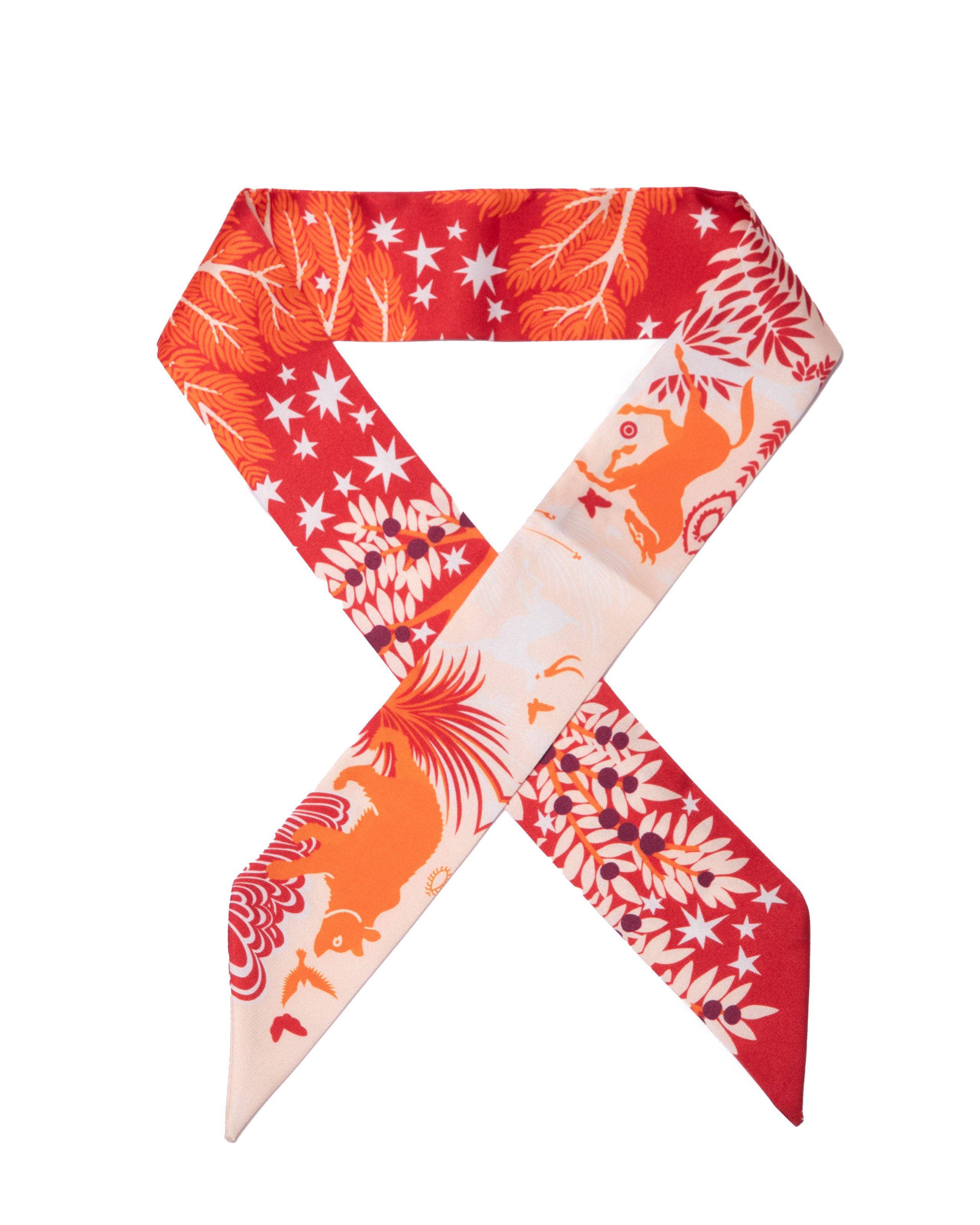 Seidentuch Bandeau schmal beidseitig, Garten Eden 5 x 88 cm