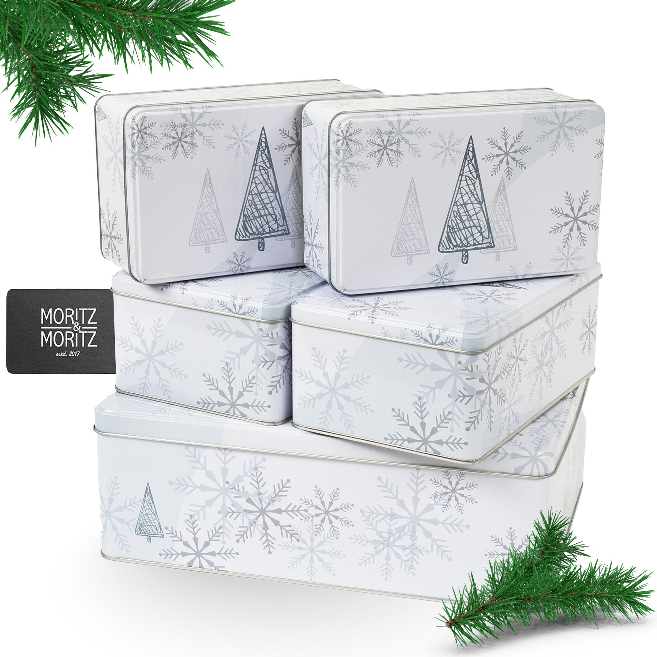 Keksdose Weihnachten Keksdosen mit Deckel rechteckig 5tlg Set