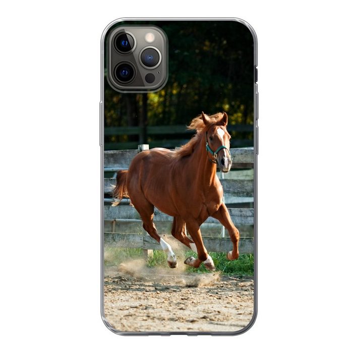 MuchoWow Handyhülle Pferd - Licht - Sand Handyhülle Apple iPhone 13 Pro Max Smartphone-Bumper Print Handy
