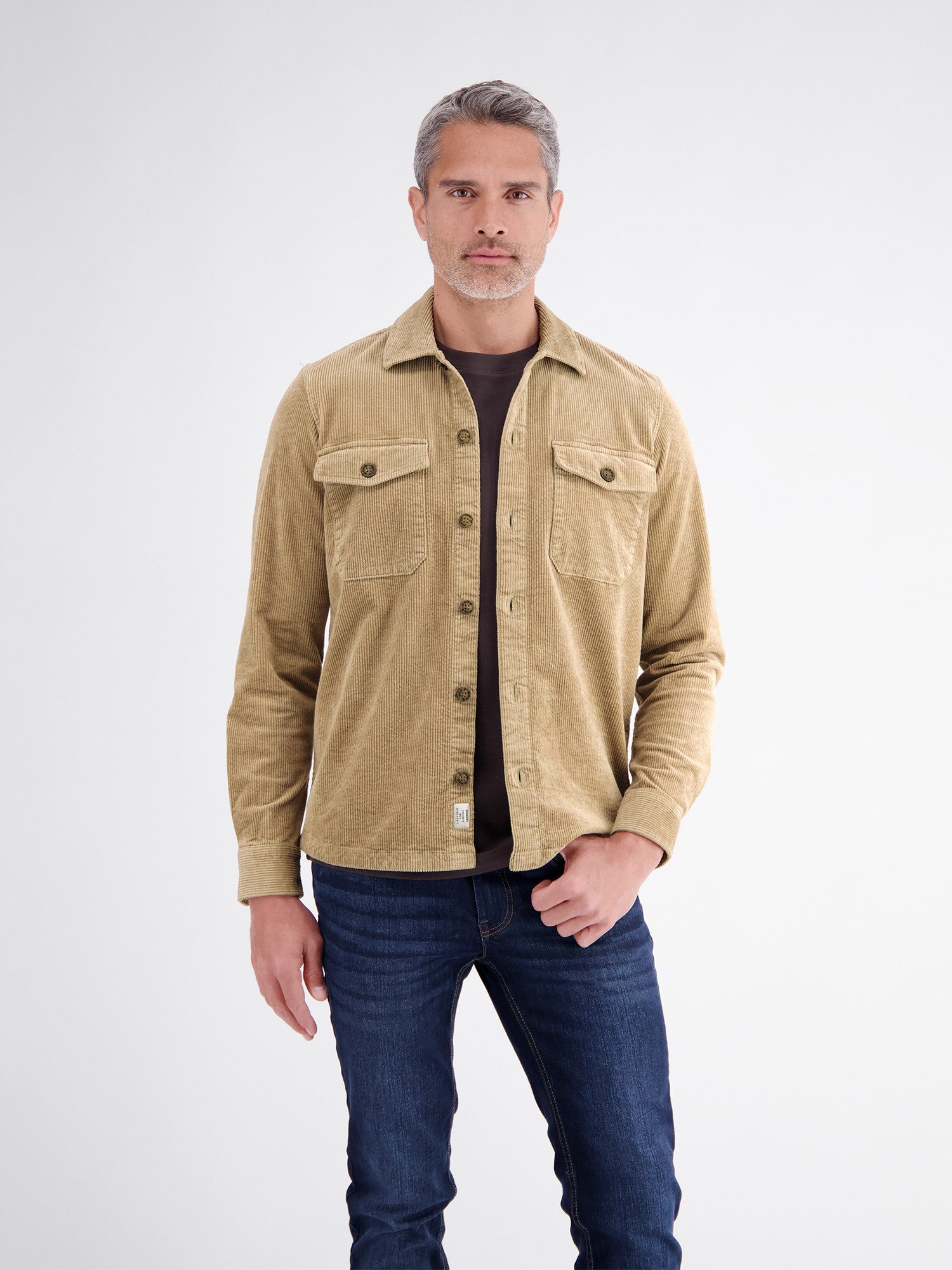 LERROS Langarmhemd Maskulines Herrenhemd aus Cord mit Stretchanteil