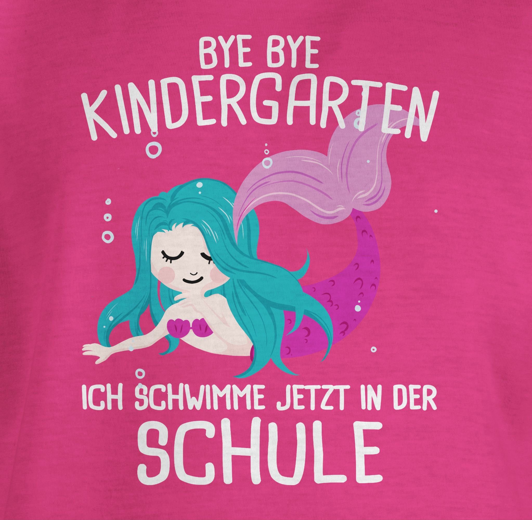 Shirtracer T-Shirt Bye Bye 1 in schwimme Fuchsia Schule Einschulung ich Mädchen Kindergarten jetzt der