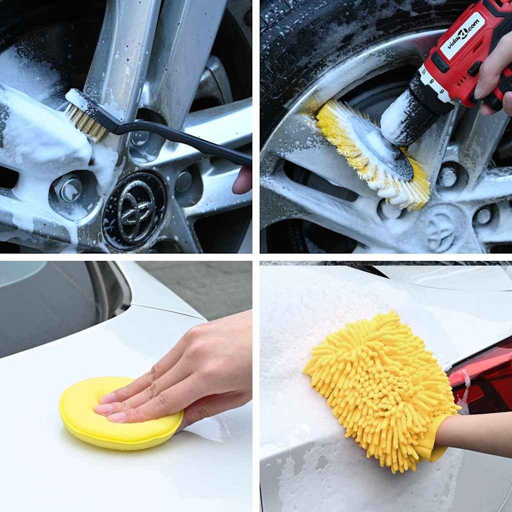 vidaXL Reinigungsbürsten-Set Auto Bürsten Set Mehrfarbig Poly-Rattan, (19-tlg) – Bild 3 von 5