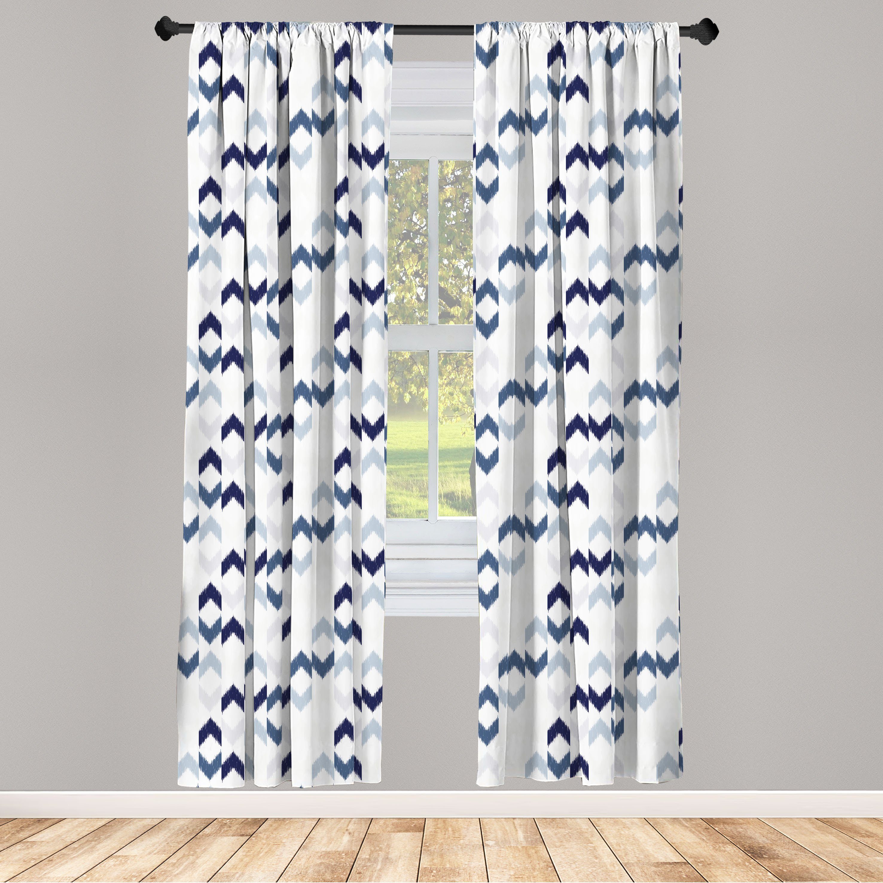 Gardine Vorhang für Wohnzimmer Schlafzimmer Dekor, Abakuhaus, Microfaser, Ethnisch Ikat Chevron-Zickzack | Fertiggardinen