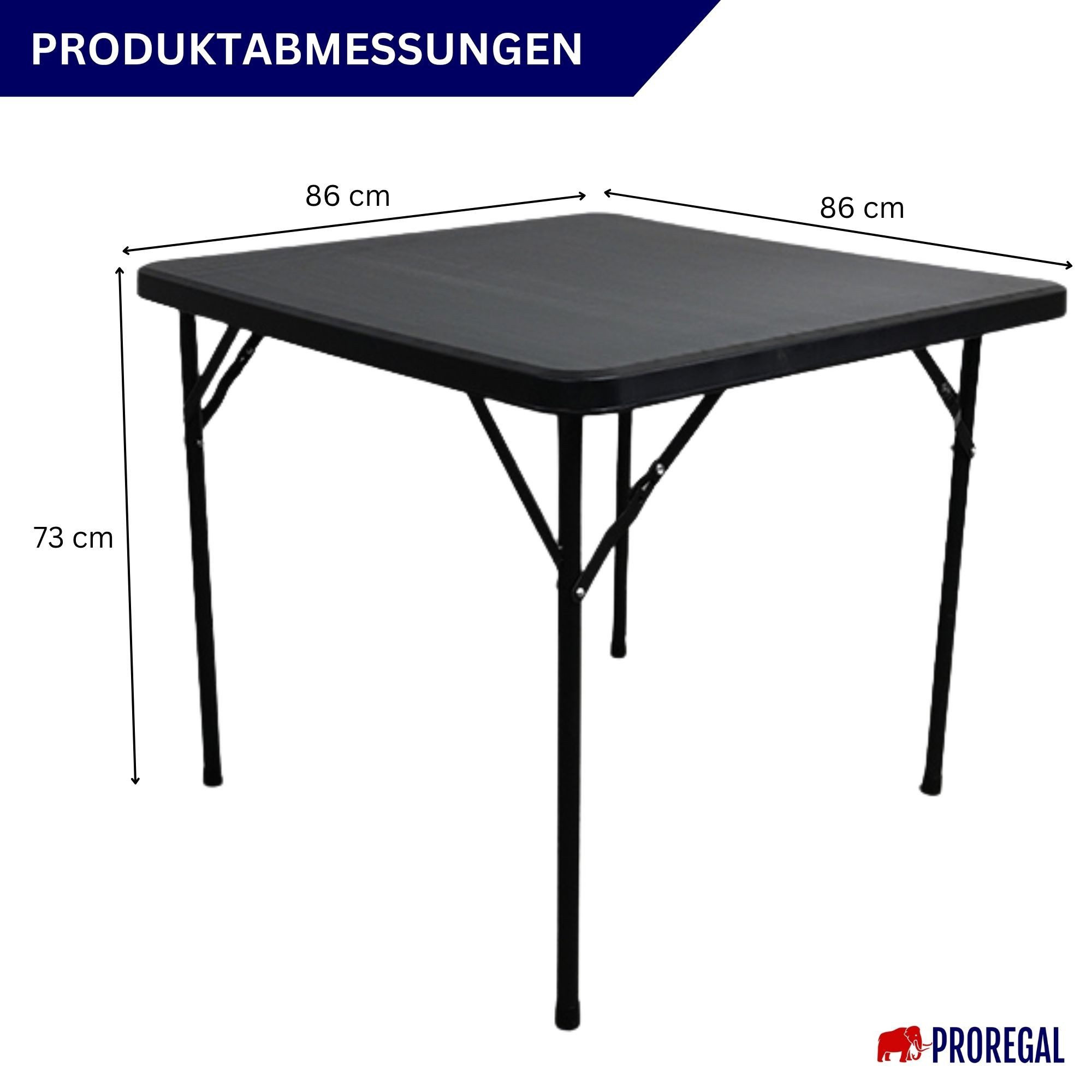 PROREGAL® Gartentisch Balkontisch klappbar 86x86cm 4 Personen Schwarz wette günstig online kaufen