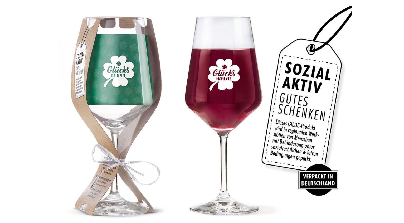 Rotweinglas Rotwein Glas, "Glücksmomente" 500ml