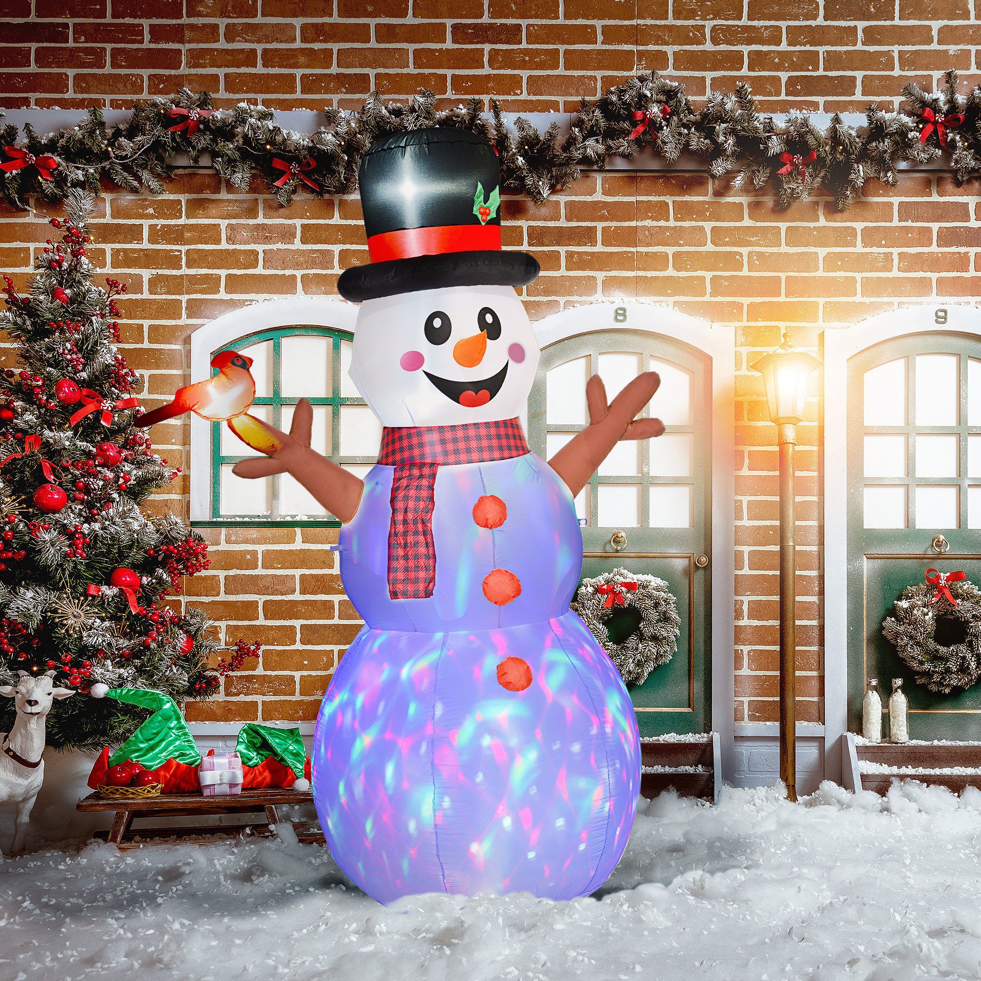 Outsunny Weihnachtsfigur 2,4 m Schneemann mit LED-Beleuchtung (Selbstaufbla günstig online kaufen