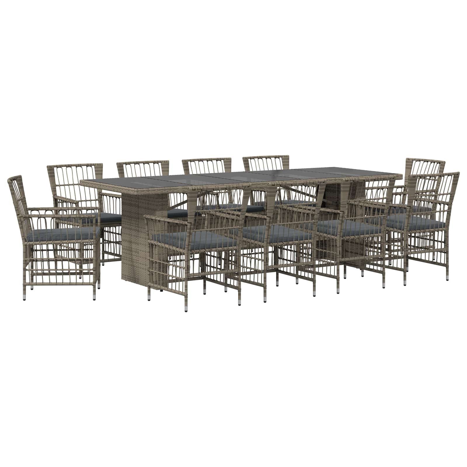 vidaXL Gartenlounge-Set Outdoor-Essgruppe 11 stk. Grau Poly-Rattan, (11-tlg)