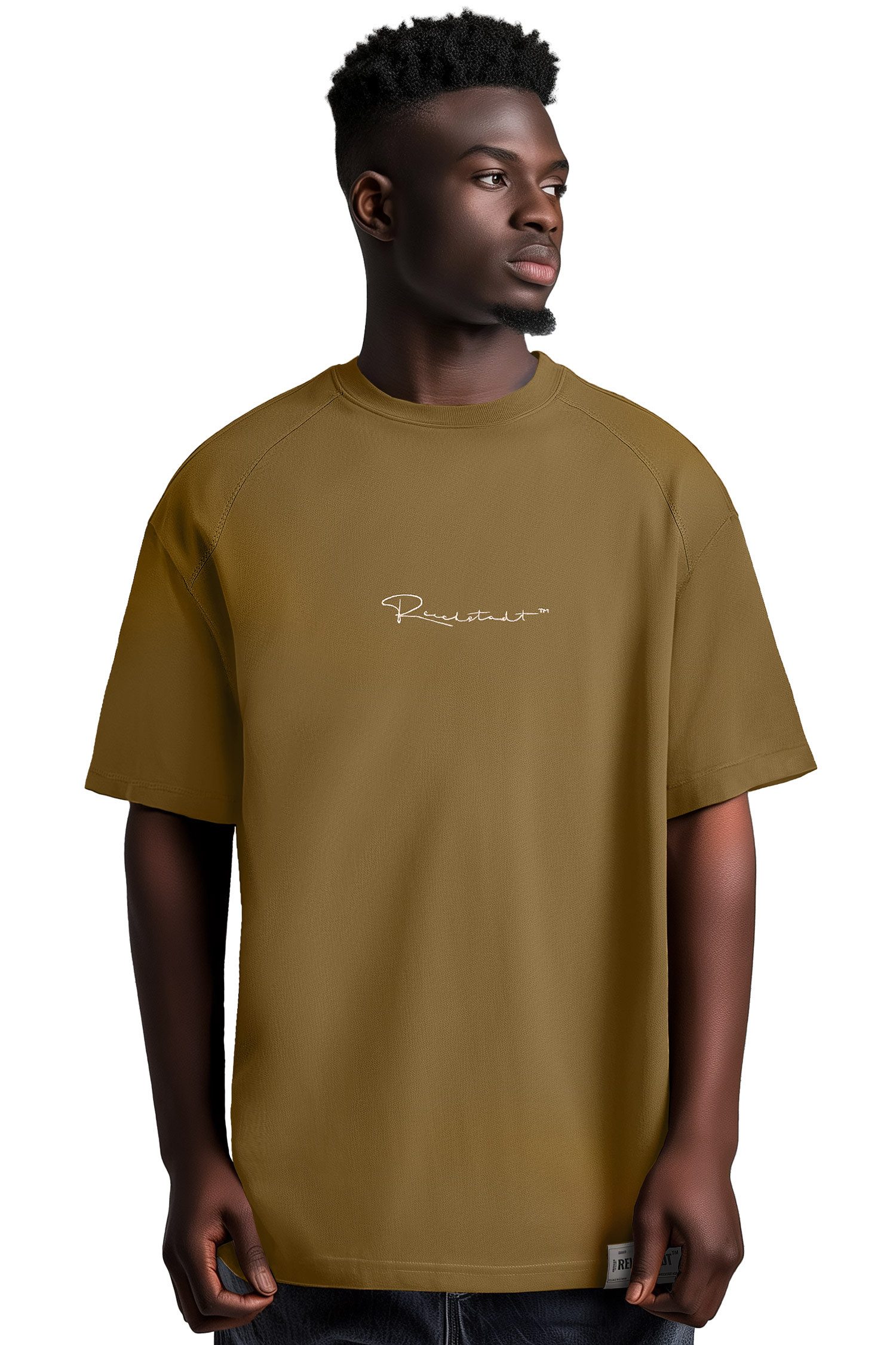 Reichstadt Oversize-Shirt Casual T-shirt 22RS033 Kaki XL mit Stitching auf der Brust