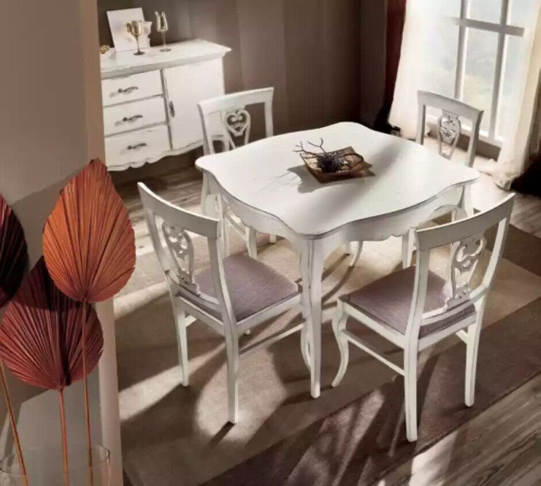 Holz Neu (1-St., Esstisch Luxus Möbel Tische Italy Made Esstisch), in Esszimmer JVmoebel Weiß Quadratisch Esstisch Nur