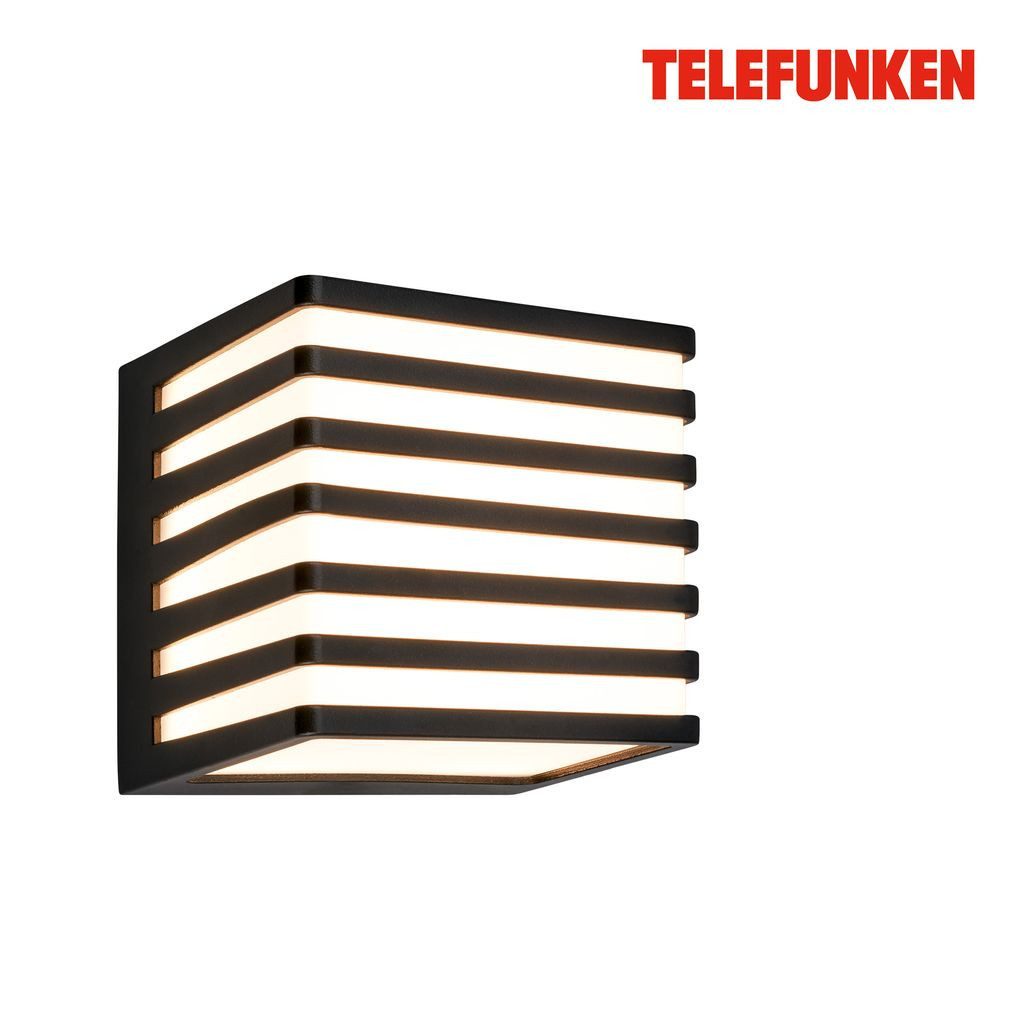 Telefunken Außen-Wandleuchte 321905TF, LED fest integriert, 2700K - Extra-Warmweiß, LED Wandleuchte Aussen 11x11x11 cm Schwarz Hauswand Balkon Terrasse